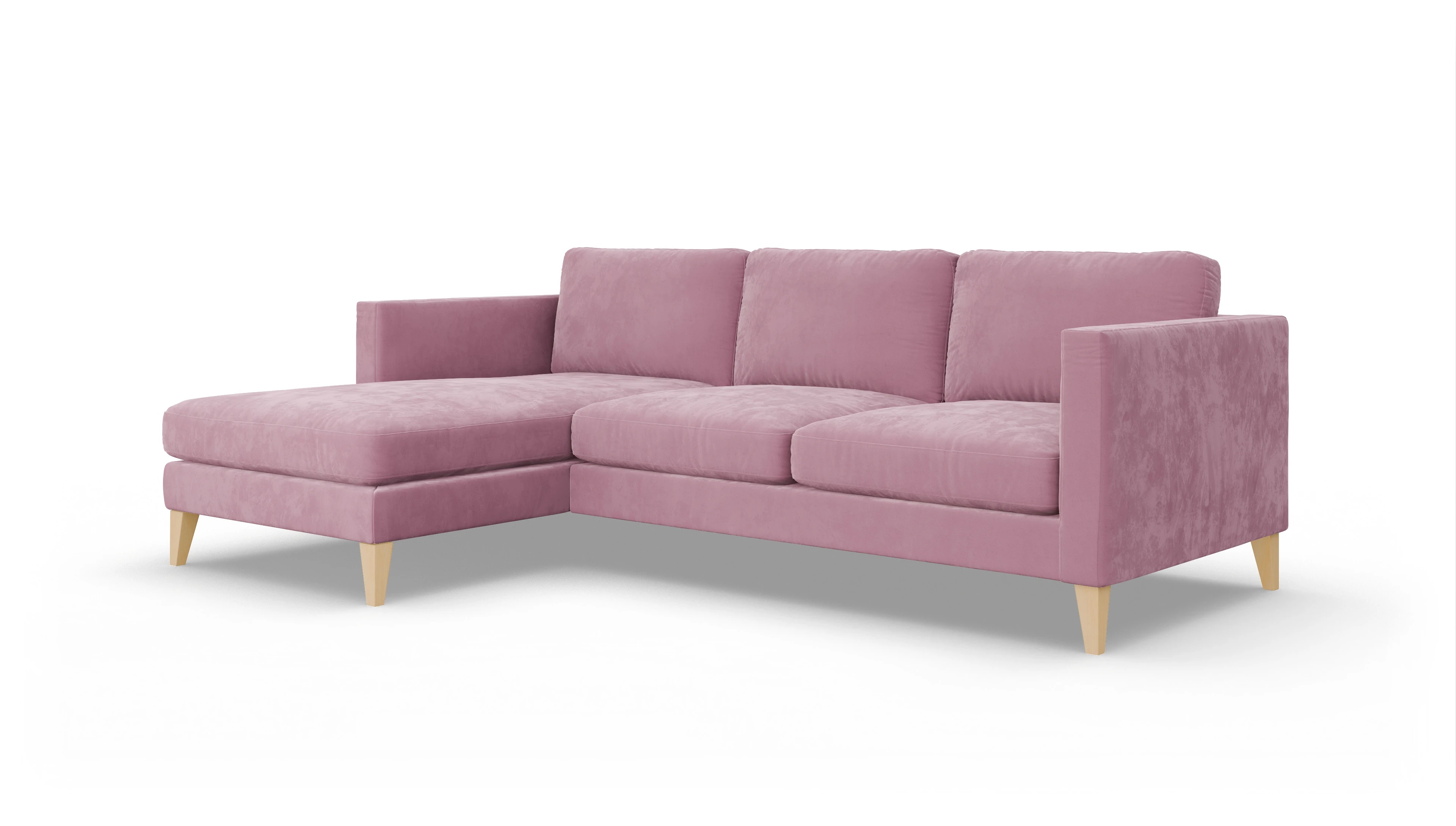 Montes Stoffsofa Ansicht des Produktes Montes Sofa mit Rec links in Samt rot