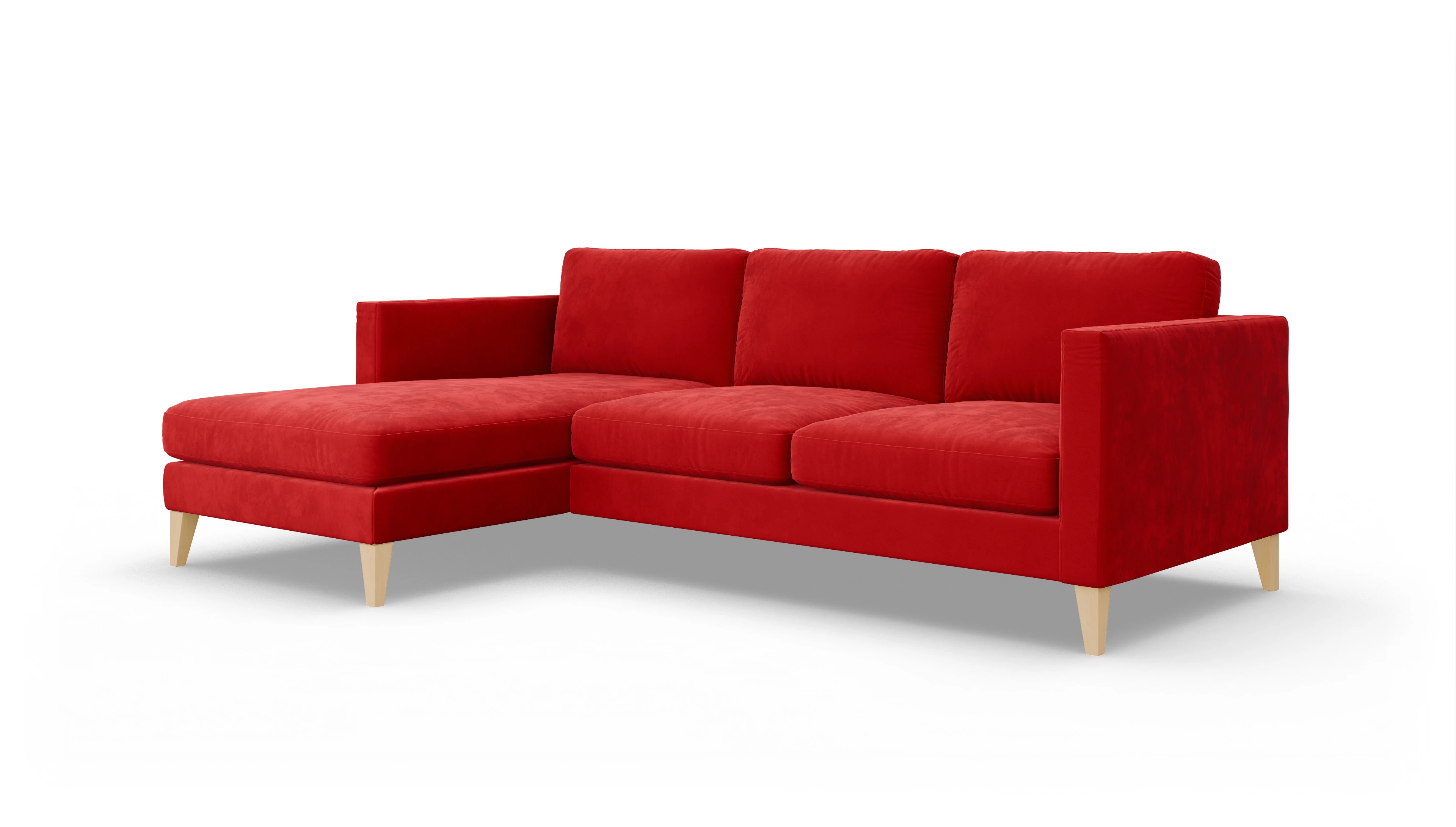 Ansicht des Produktes Montes Sofa mit Rec links in Samt rot