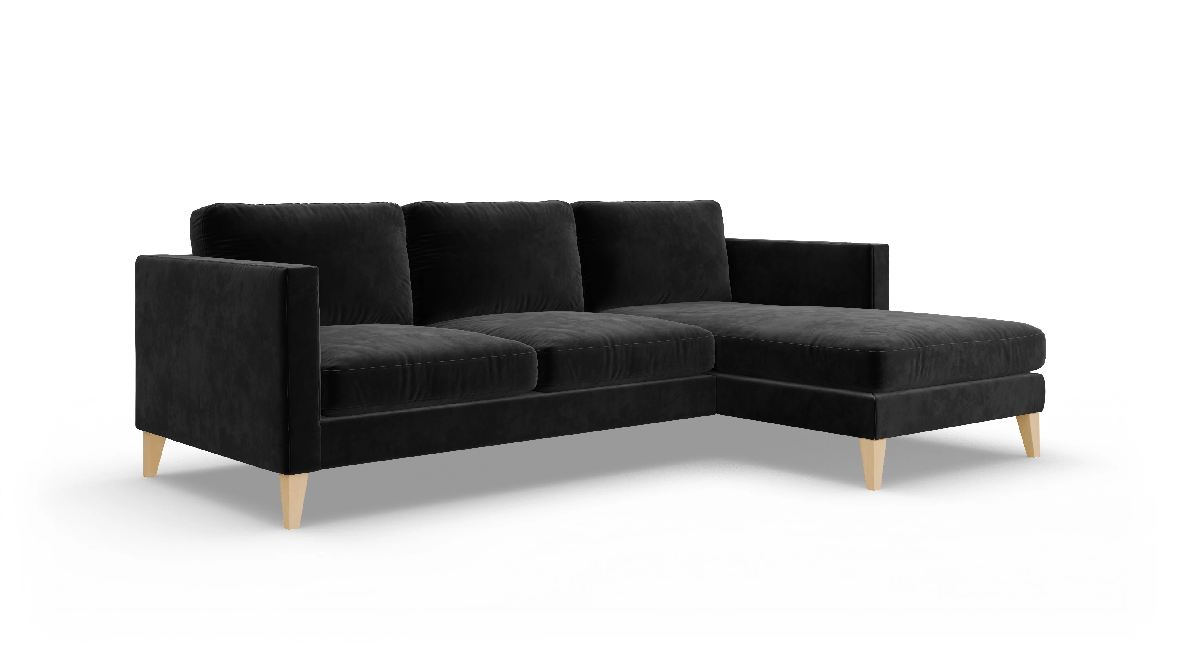 Ansicht des Produktes Montes Sofa mit Rec rechts in Samt schwarz