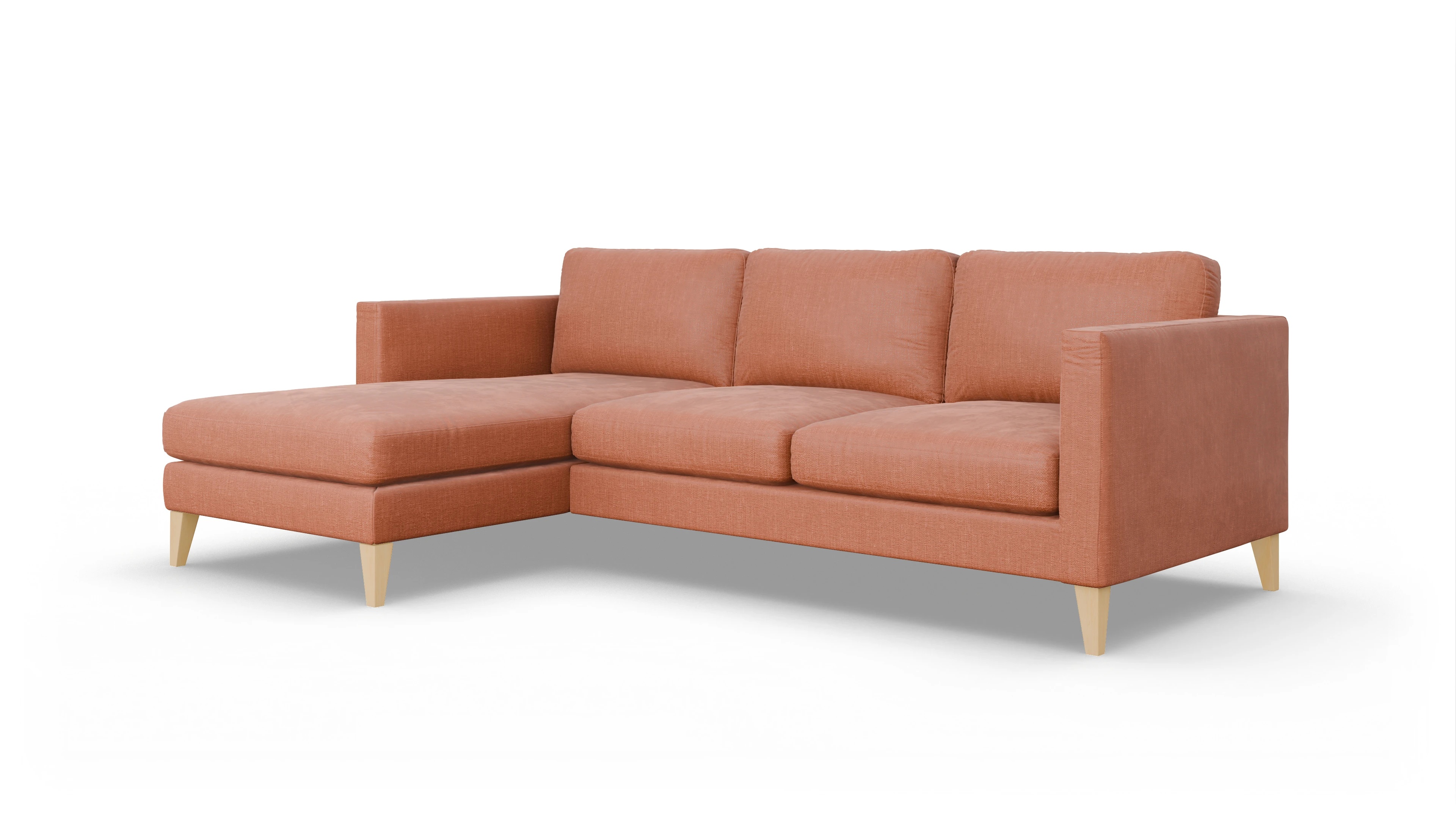 Montes Stoffsofa Ansicht des Produktes Montes Sofa mit Rec links in Stoff orange