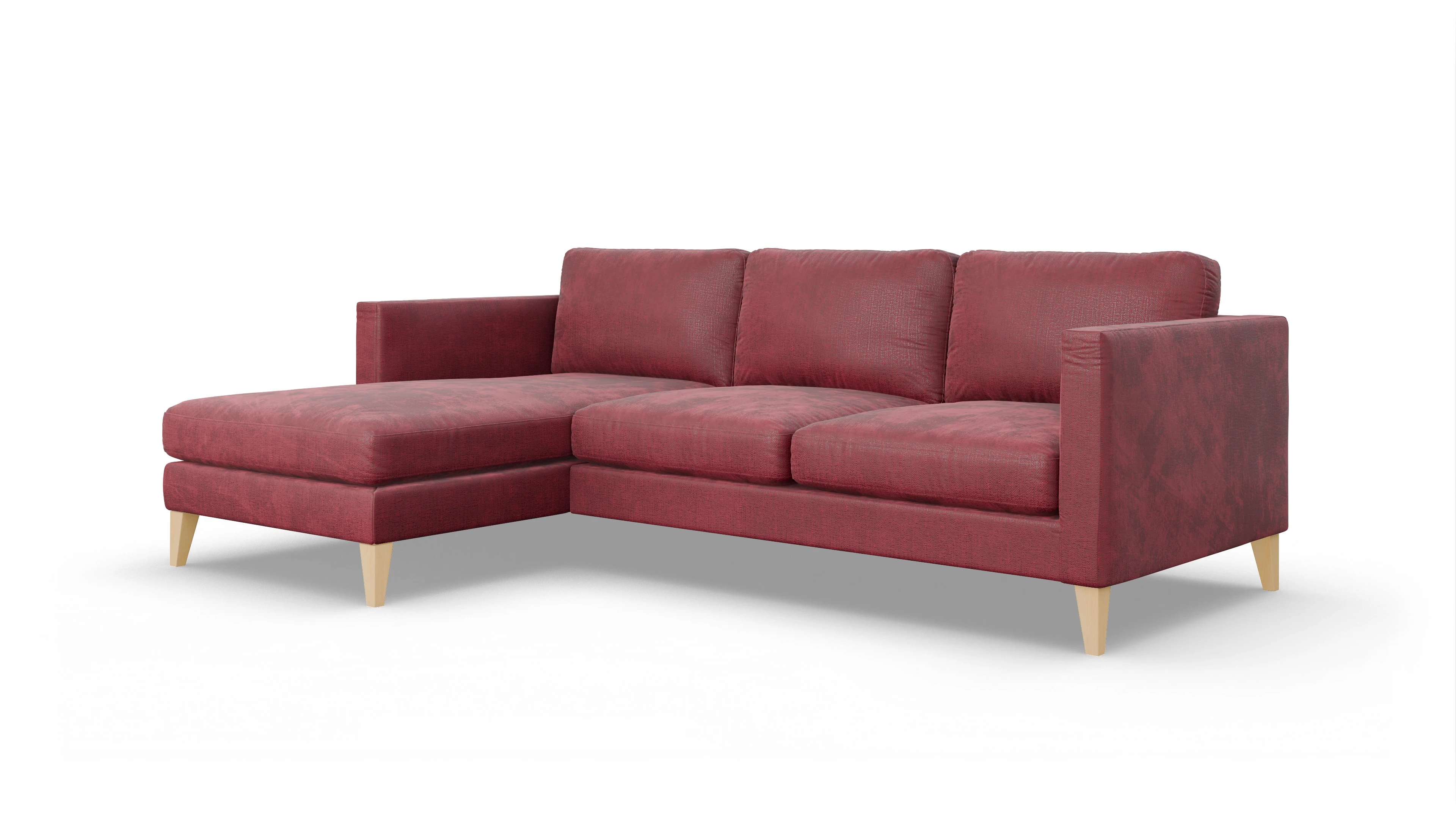 Montes Stoffsofa Ansicht des Produktes Montes Sofa mit Rec links in Stoff rot