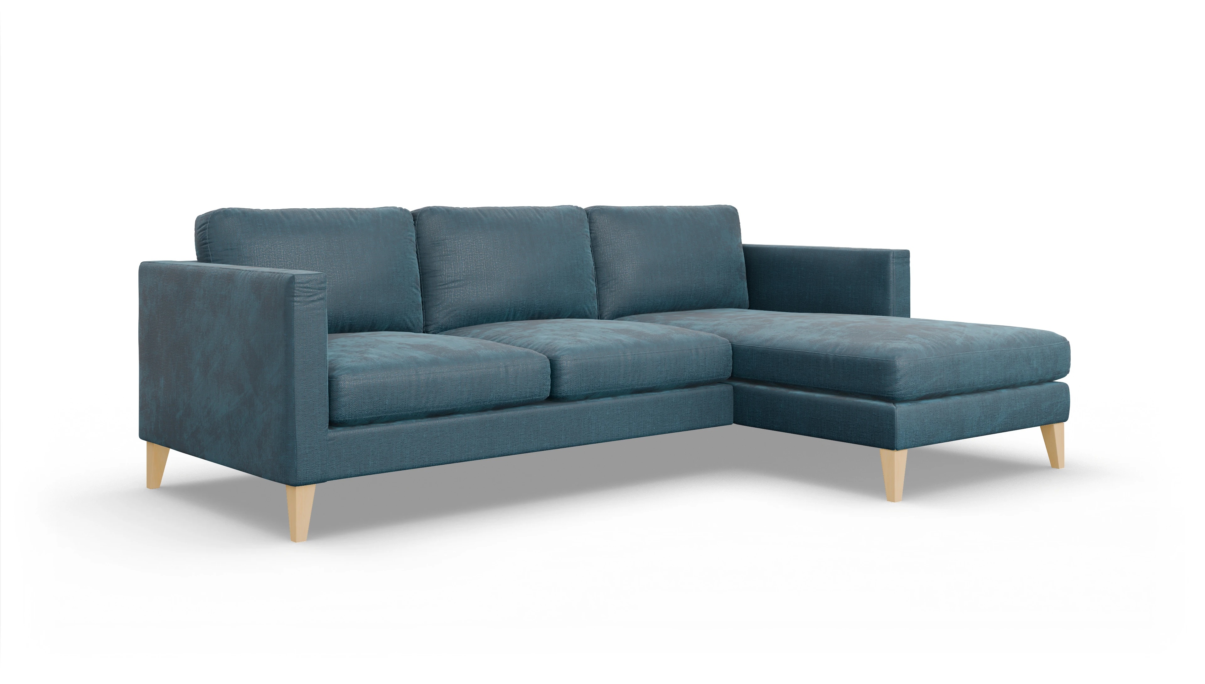 Montes Stoffsofa Ansicht des Produktes Montes Sofa mit Rec rechts in Stoff blau