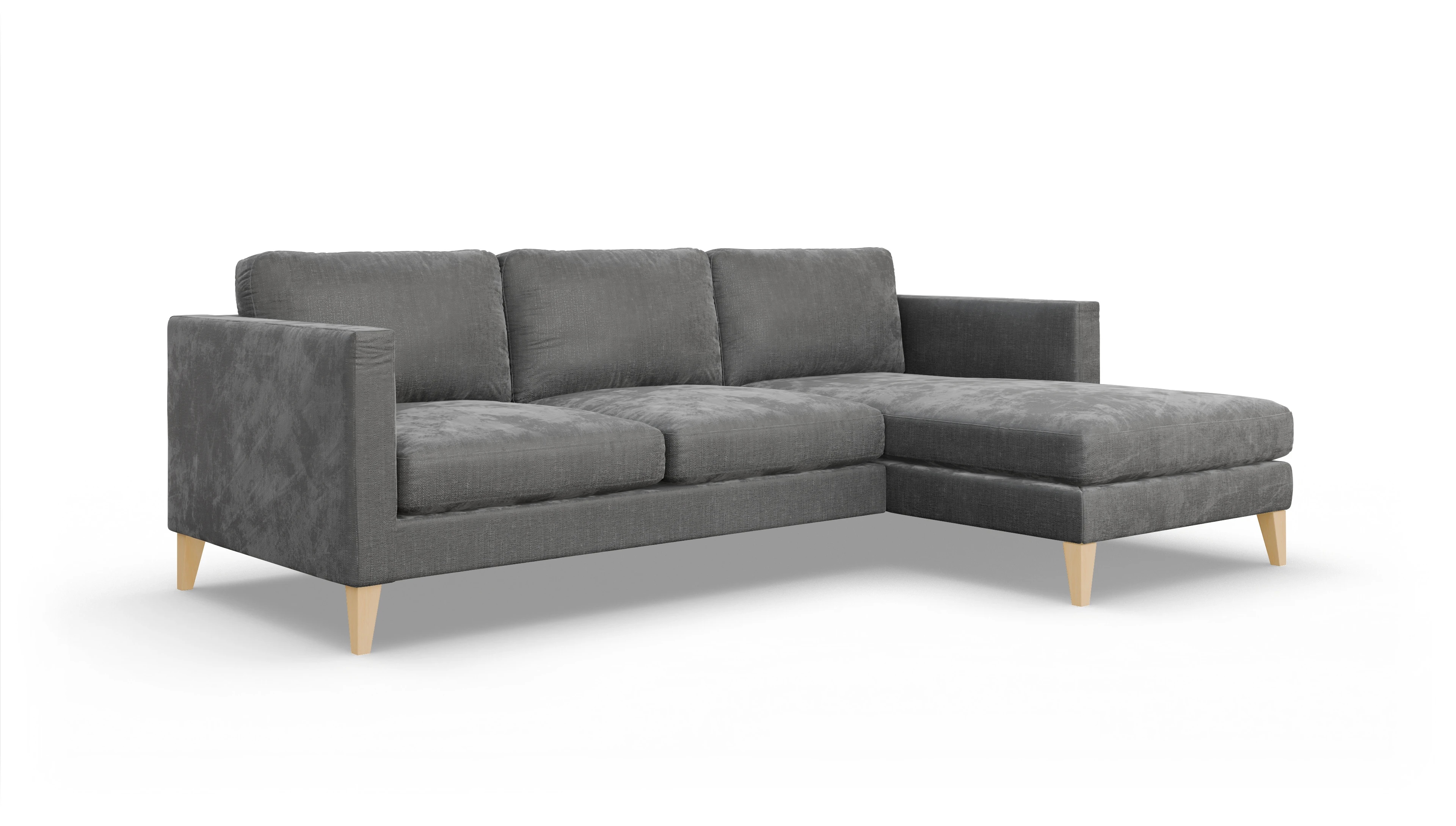 Montes Stoffsofa Ansicht des Produktes Montes Sofa mit Rec rechts in Stoff grau