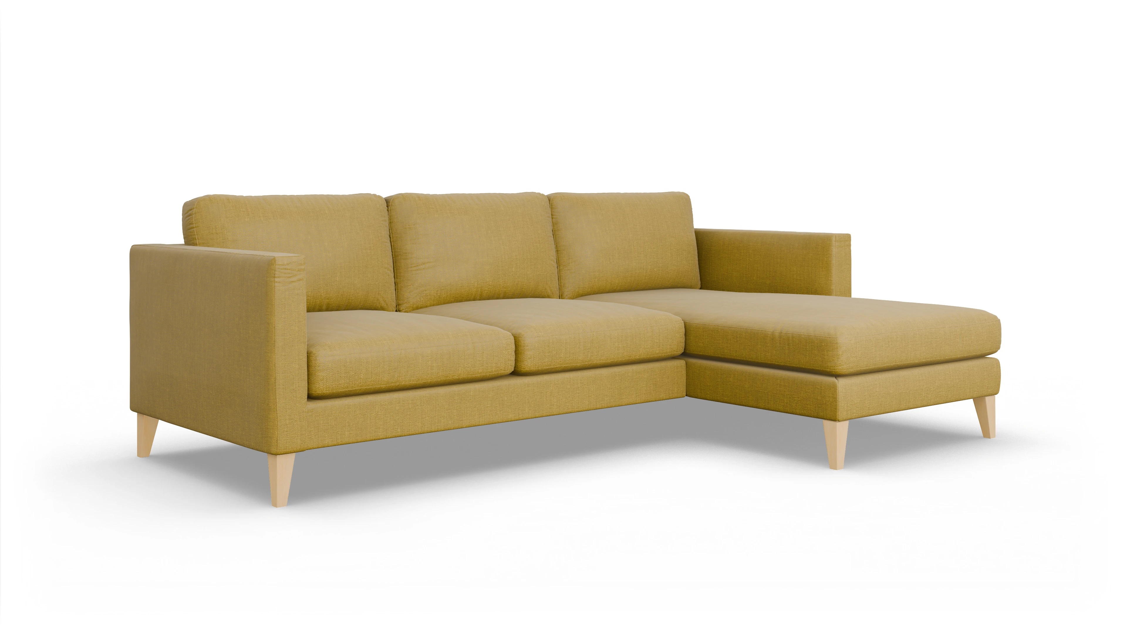 Ansicht des Produktes Montes Sofa mit Rec rechts in Stoff gelb