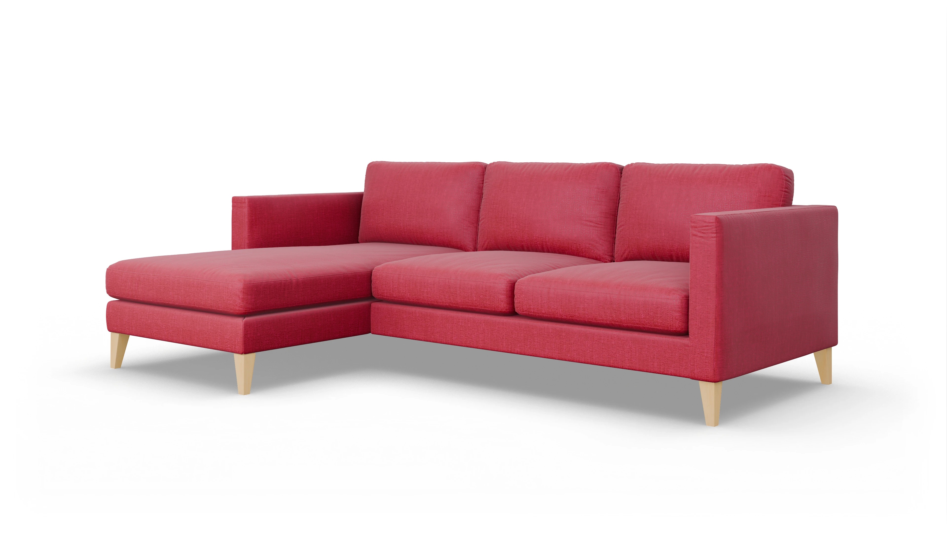 Montes Stoffsofa Ansicht des Produktes Montes Sofa mit Rec links in Stoff rot