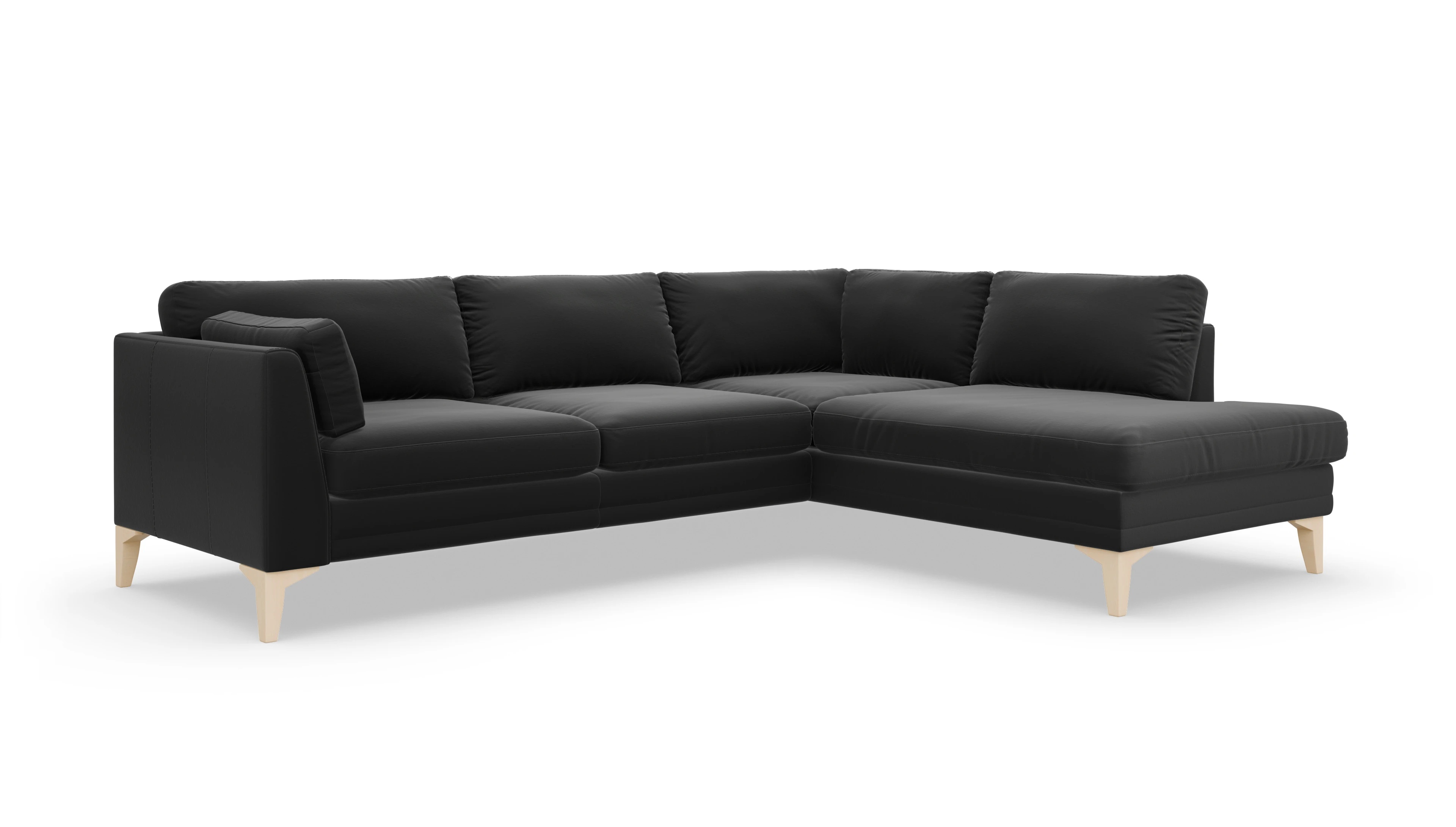 Village Ledersofa Ansicht des Produktes Village Sofa mit Rec rechts in Leder schwarz