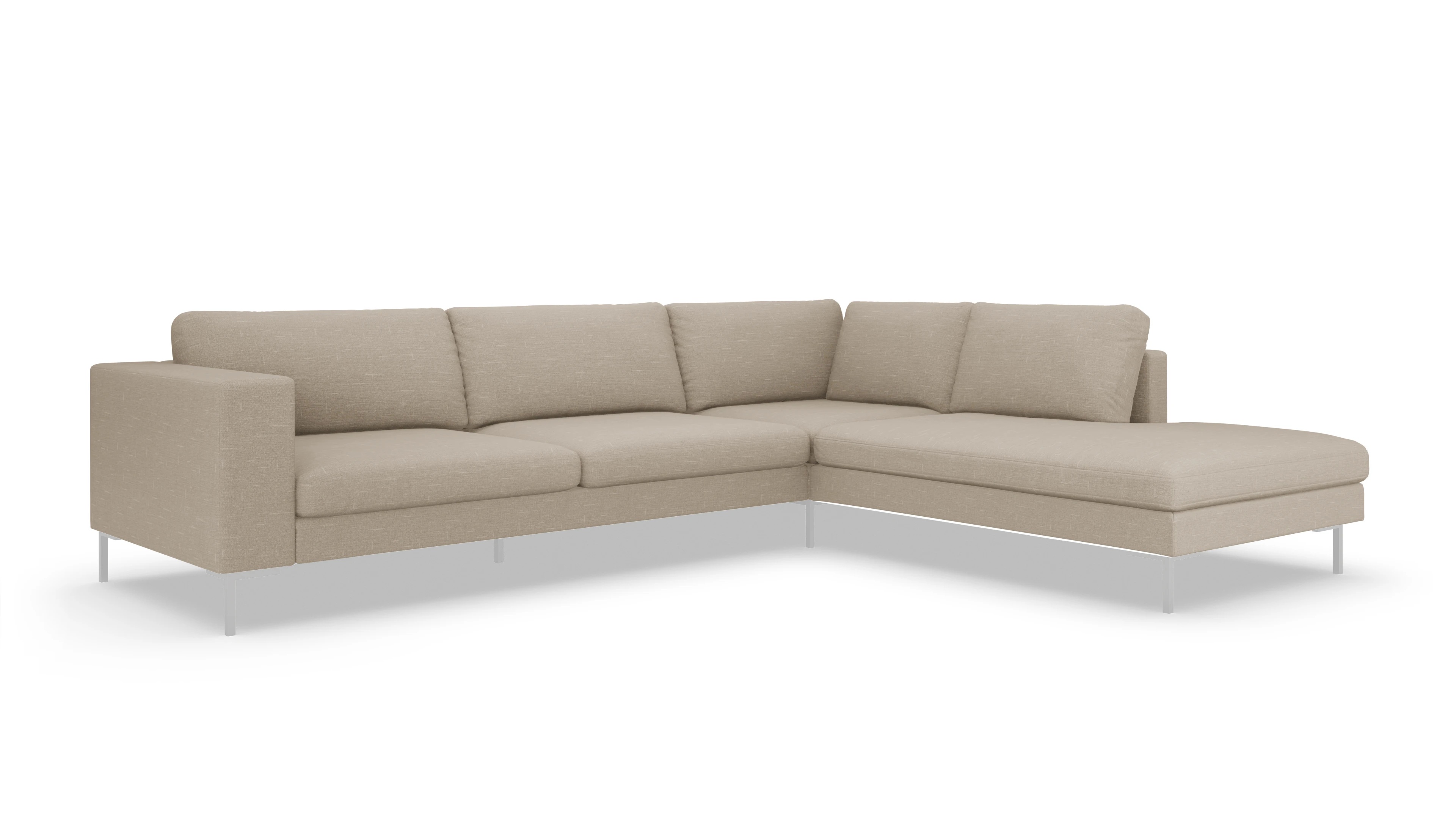 Ansicht des Produktes Paludan Sofa mit Ottomane rechts in Stoff beige