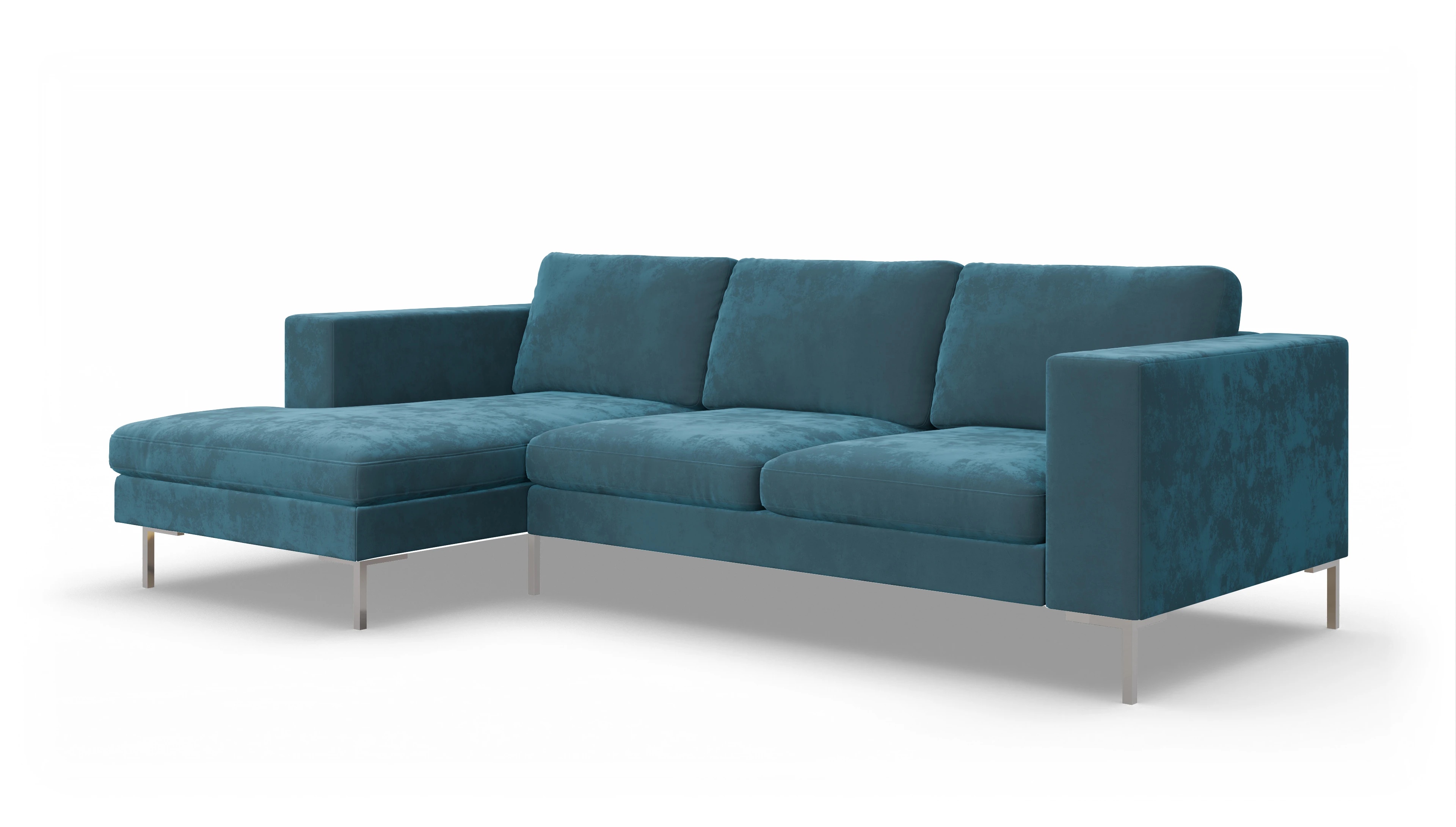 Ansicht des Produktes Paludan Sofa mit Rec links in Samt blau