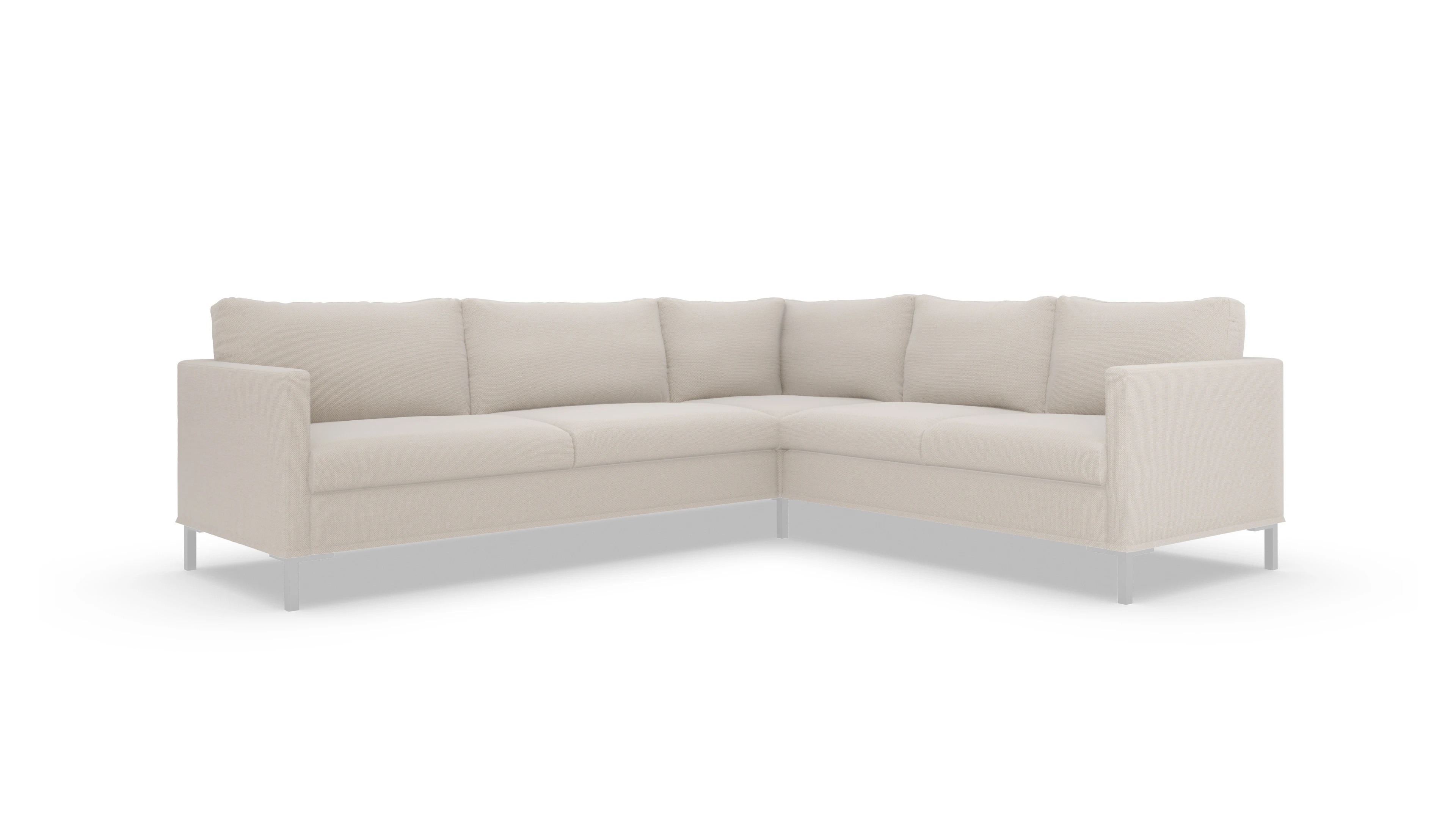 Jacobsen Hussen-Sofa Ansicht des Produktes Jacobsen Ecksofa Rechts in Stoff weiß