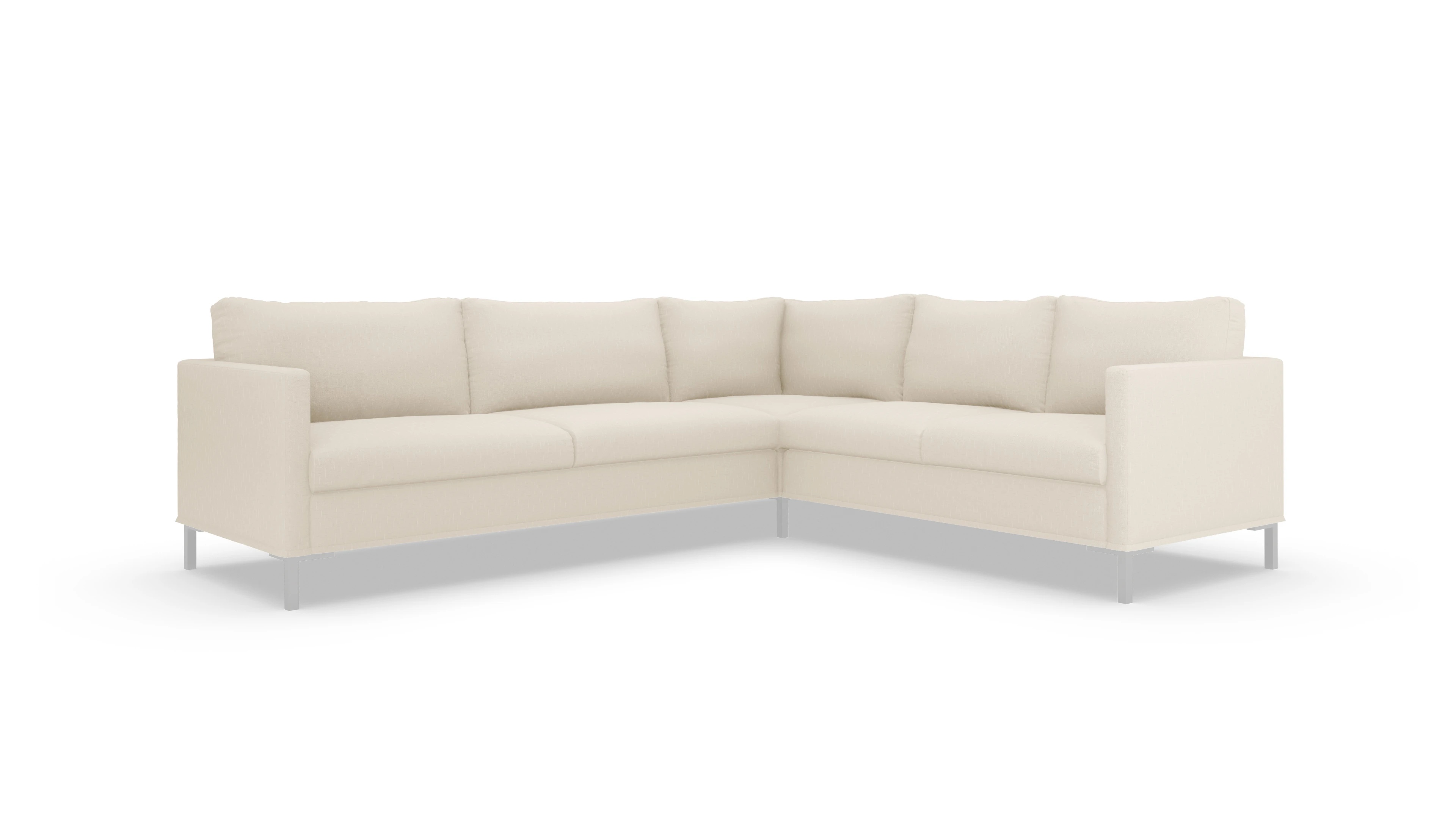 Jacobsen Hussen-Sofa Ansicht des Produktes Jacobsen Ecksofa Rechts in Stoff weiß
