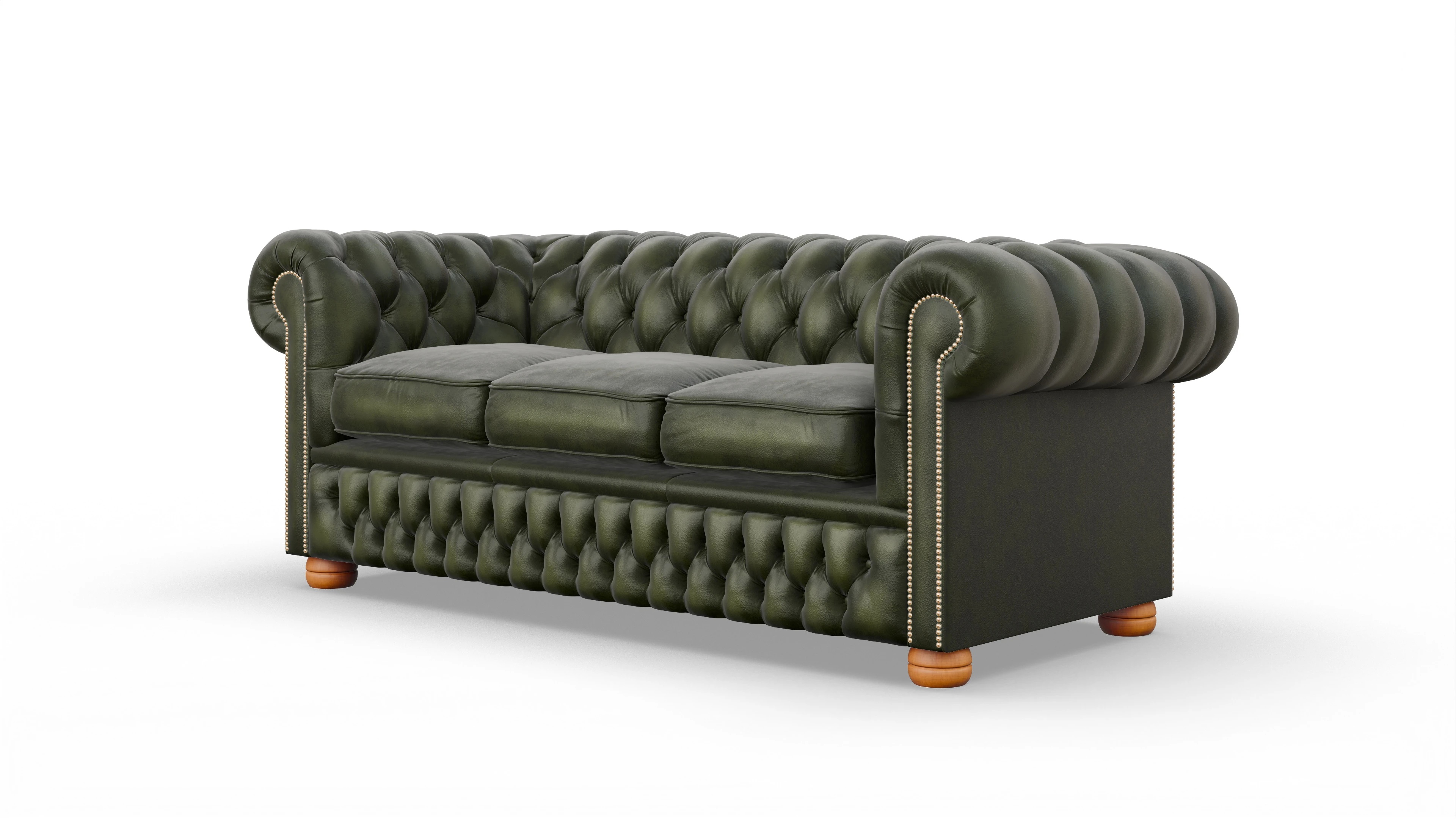 Chesterfield Sofa Oxford Ansicht des Produktes Oxford 3-Sitzer in Leder grün