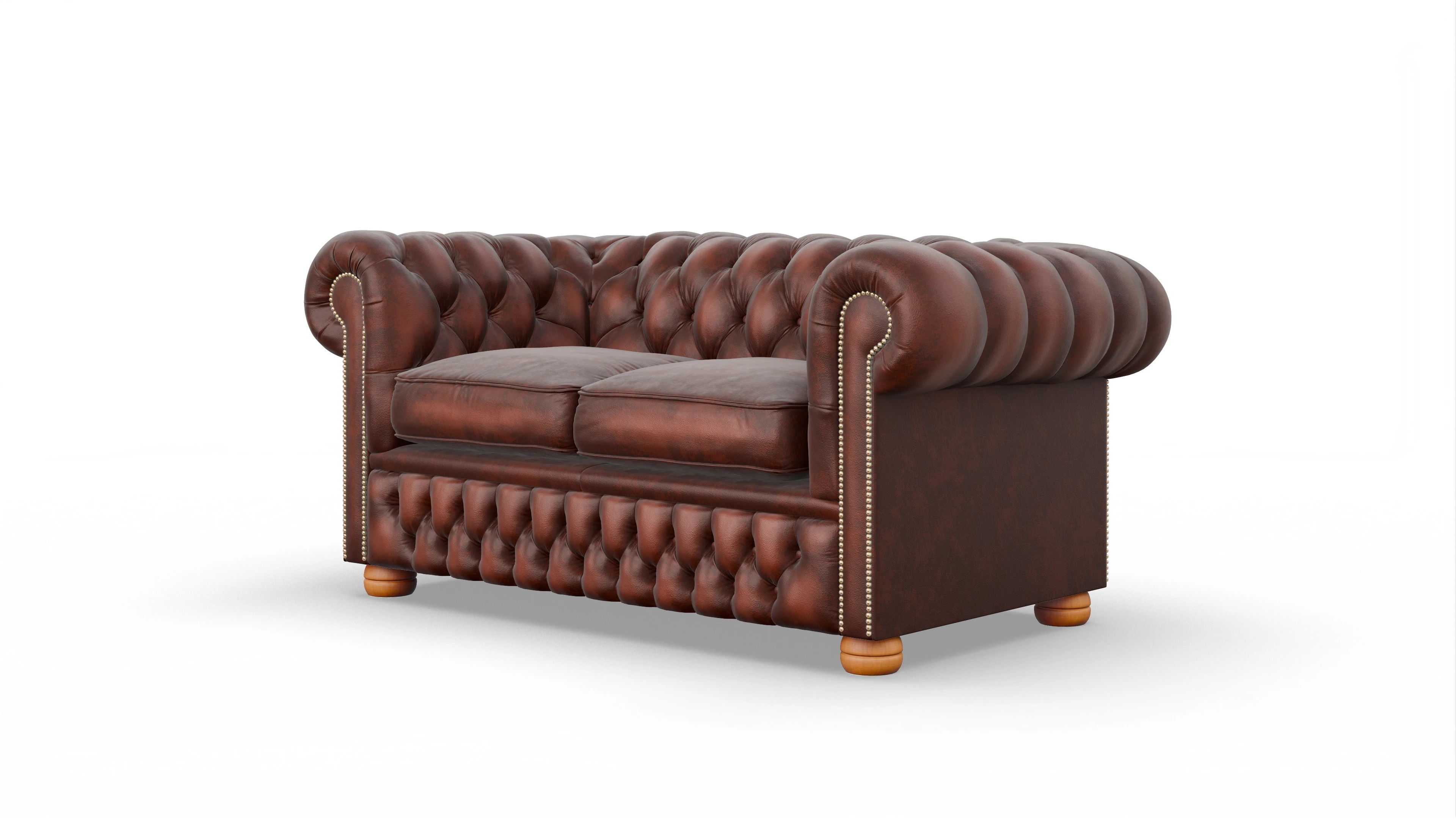 Chesterfield Sofa Oxford Ansicht des Produktes Oxford 2-Sitzer in Leder rot