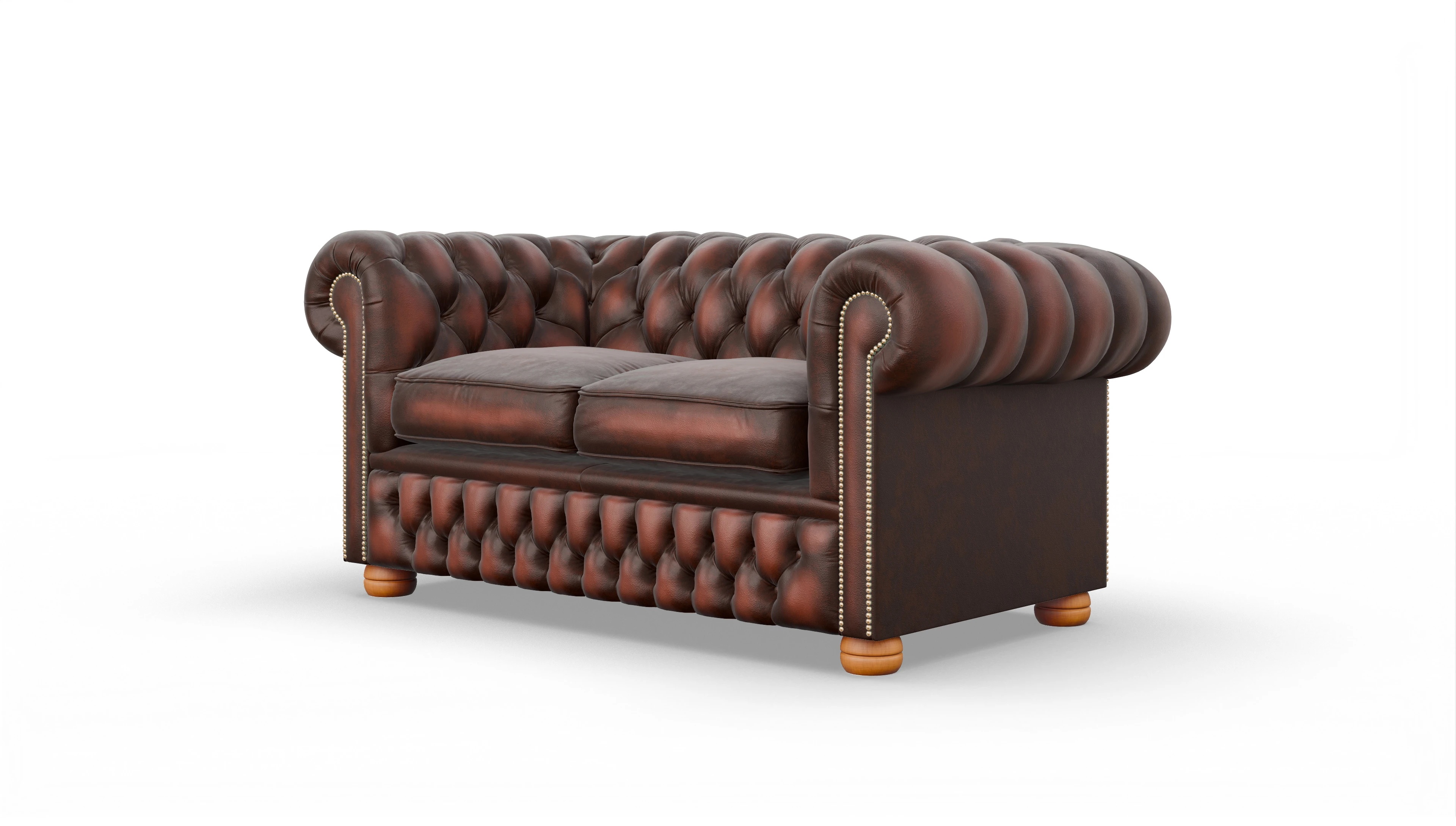 Chesterfield Sofa Oxford Ansicht des Produktes Oxford 2-Sitzer in Leder rot