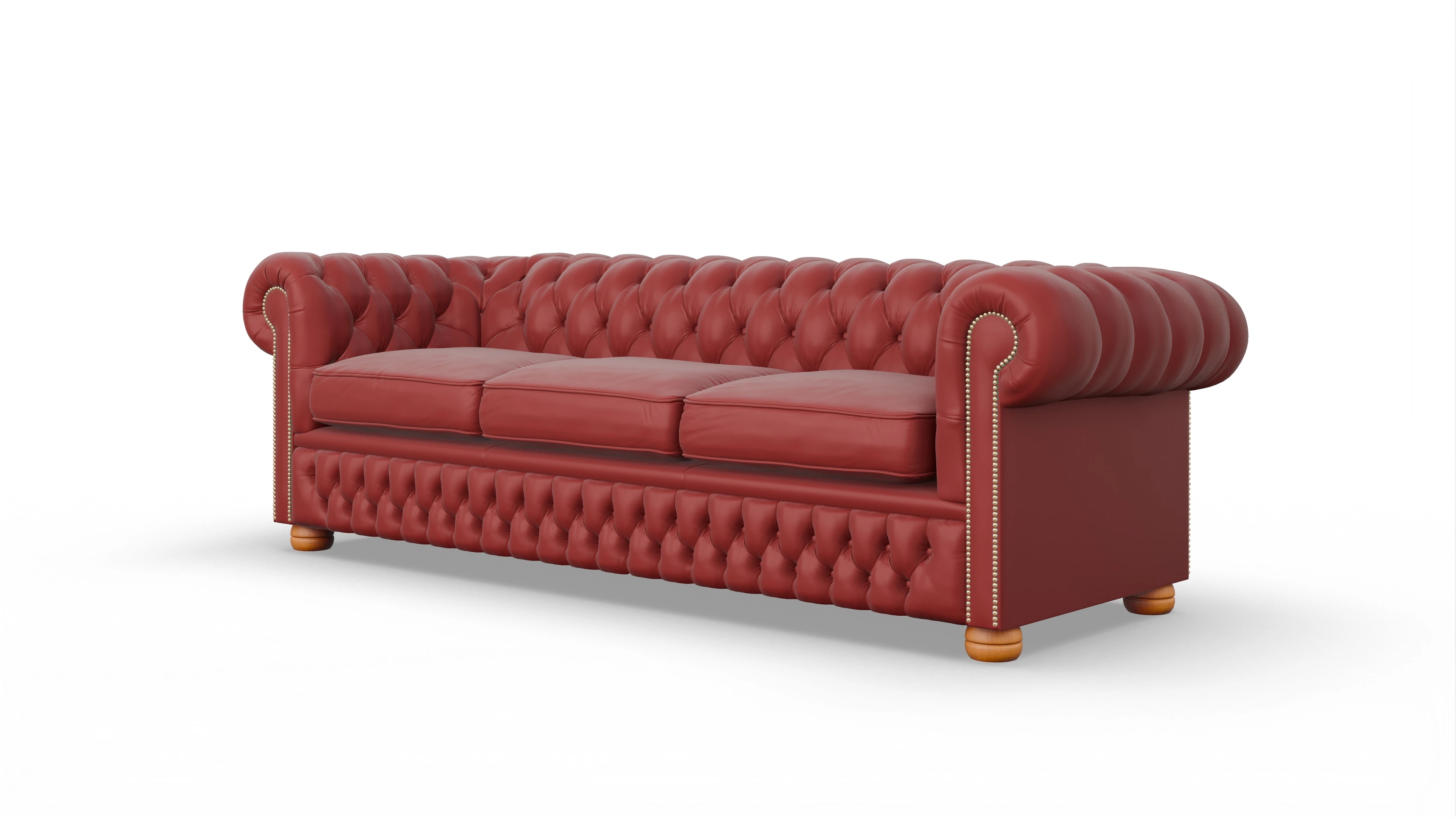 Chesterfield Sofa Oxford Ansicht des Produktes Oxford 4-Sitzer in Leder rot