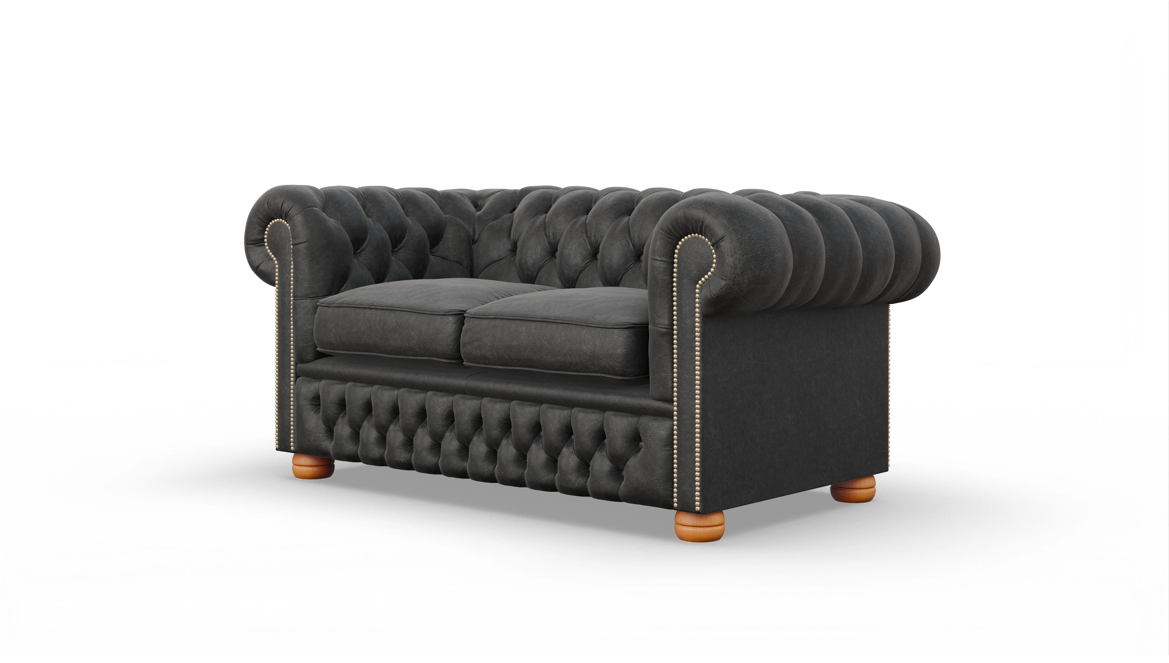 Chesterfield Sofa Oxford Ansicht des Produktes Oxford 2-Sitzer in Leder schwarz