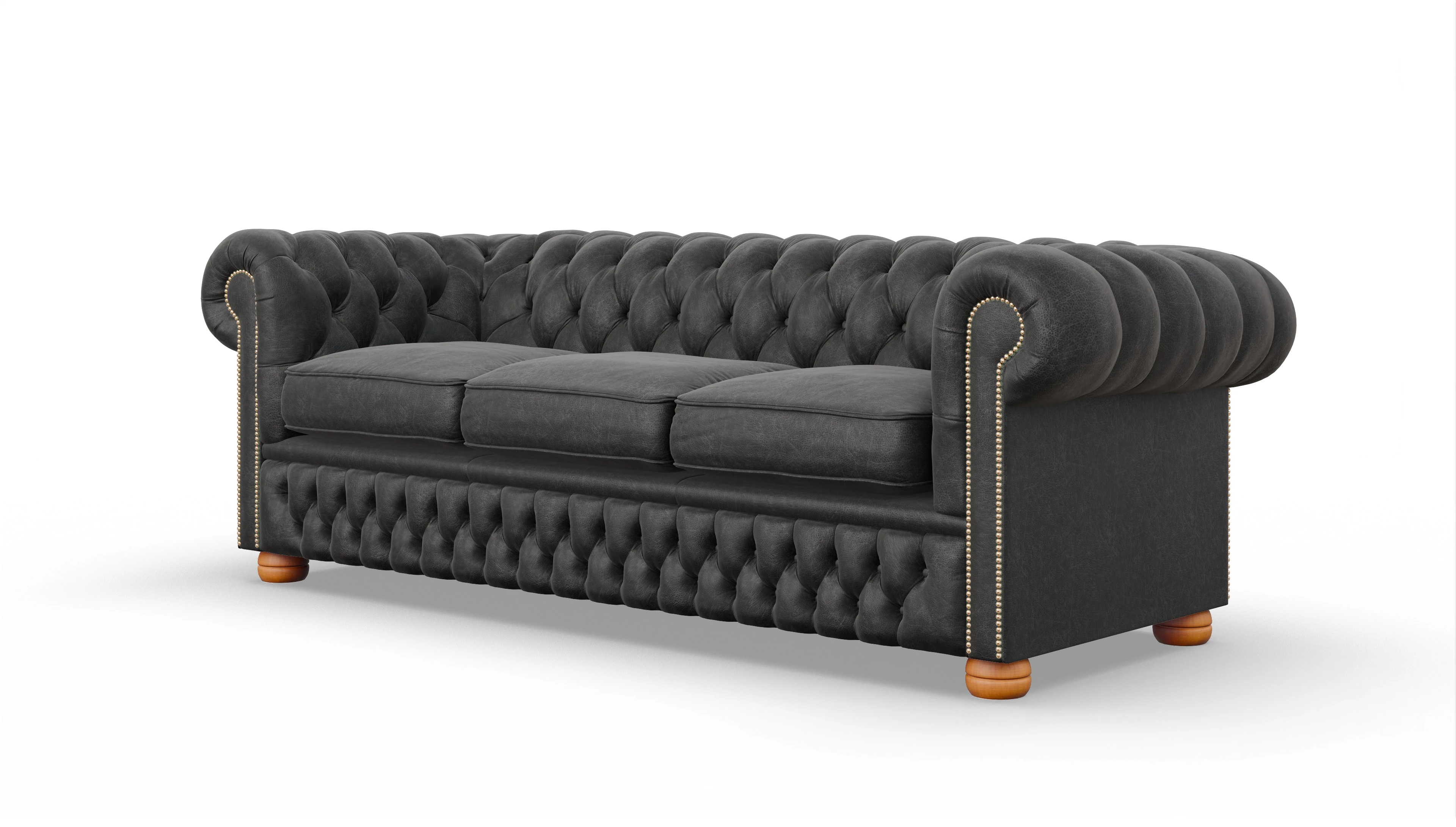 Chesterfield Sofa Oxford Ansicht des Produktes Oxford 3,5-Sitzer in Leder schwarz