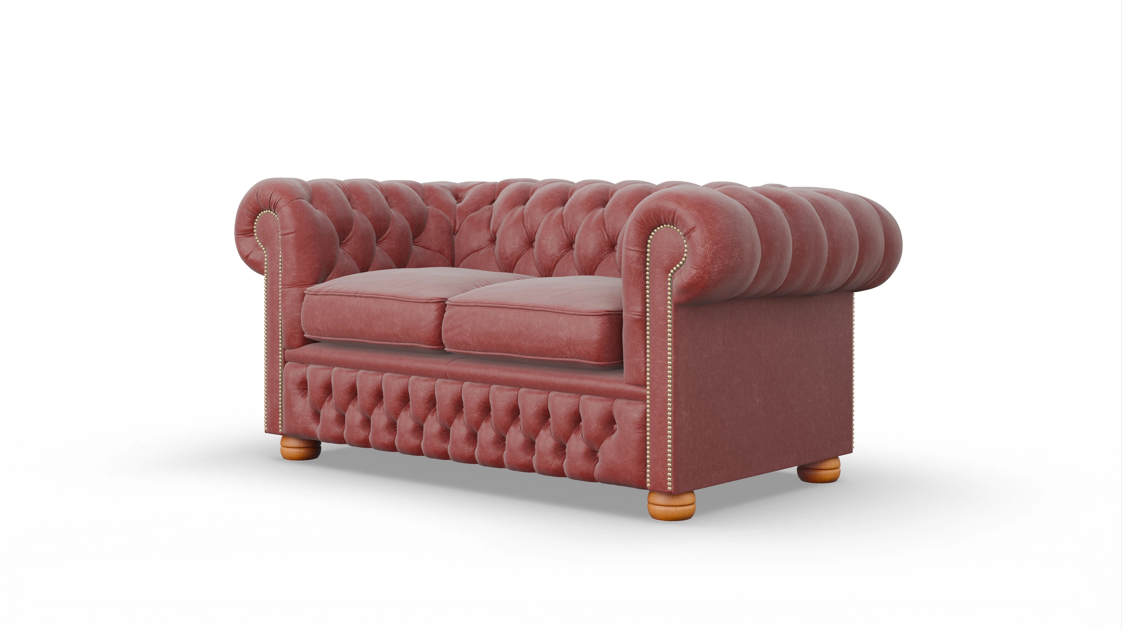 Chesterfield Sofa Oxford Ansicht des Produktes Oxford 2-Sitzer in Leder rot