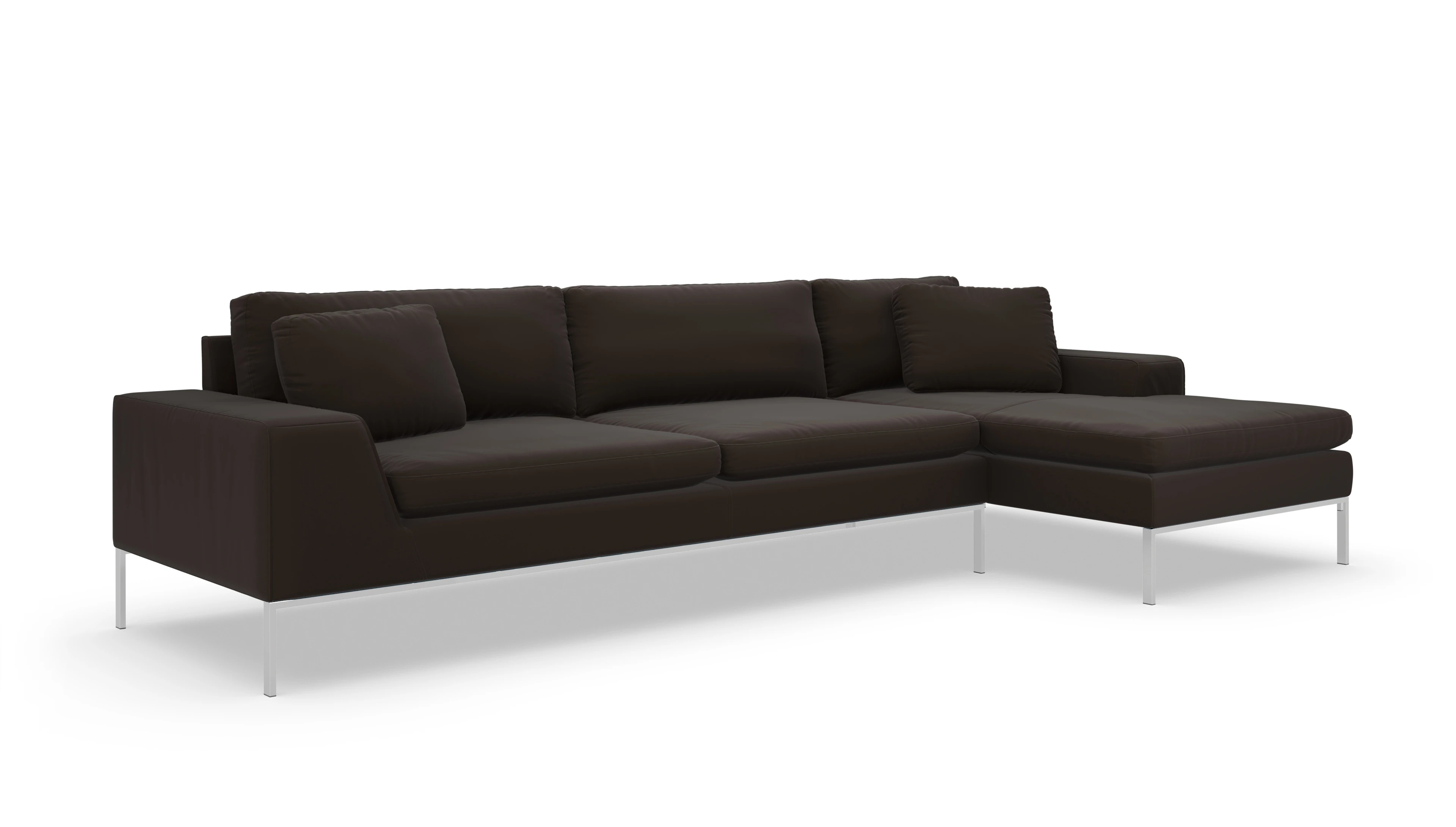 Helgesen Ledersofa Ansicht des Produktes Helgesen Sofa mit Rec rechts in Leder braun