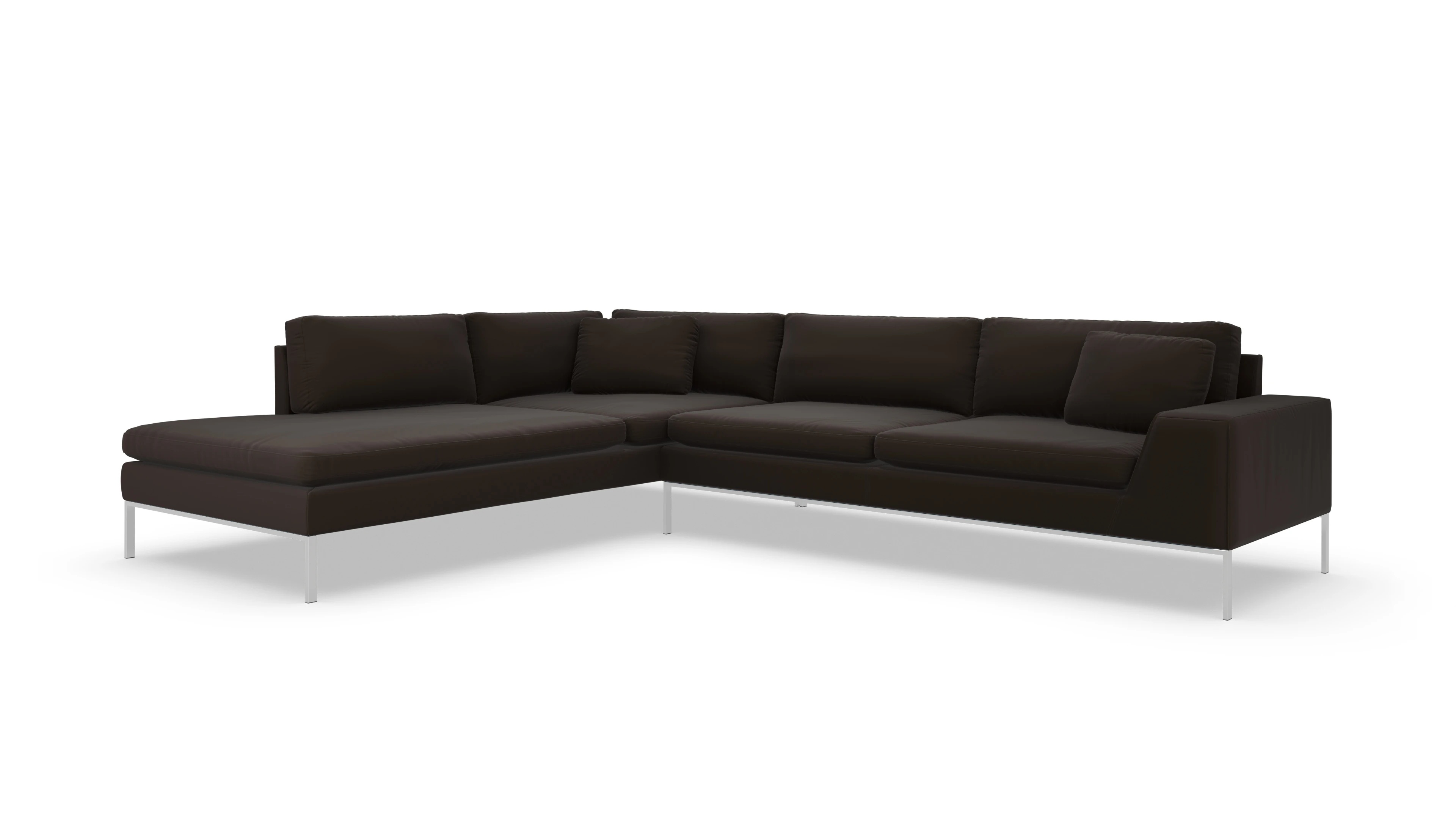 Helgesen Ledersofa Ansicht des Produktes Helgesen Sofa mit Ottomane links in Leder braun