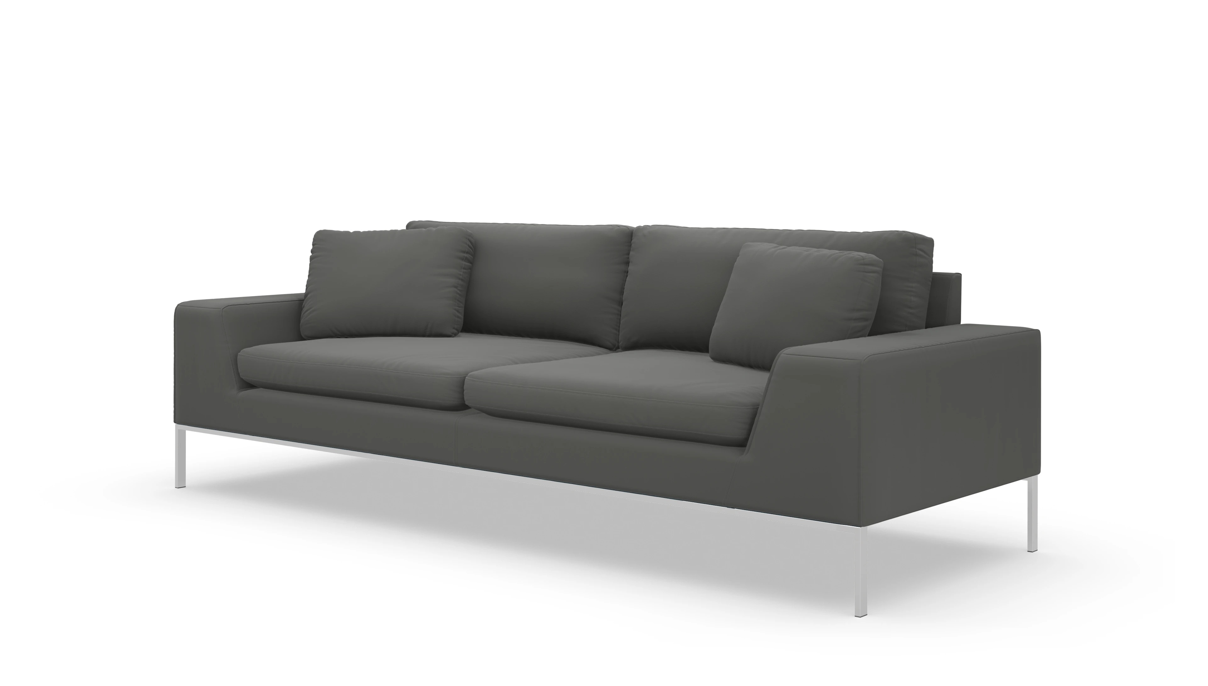 Helgesen Ledersofa Ansicht des Produktes Helgesen 3-Sitzer in Leder grau