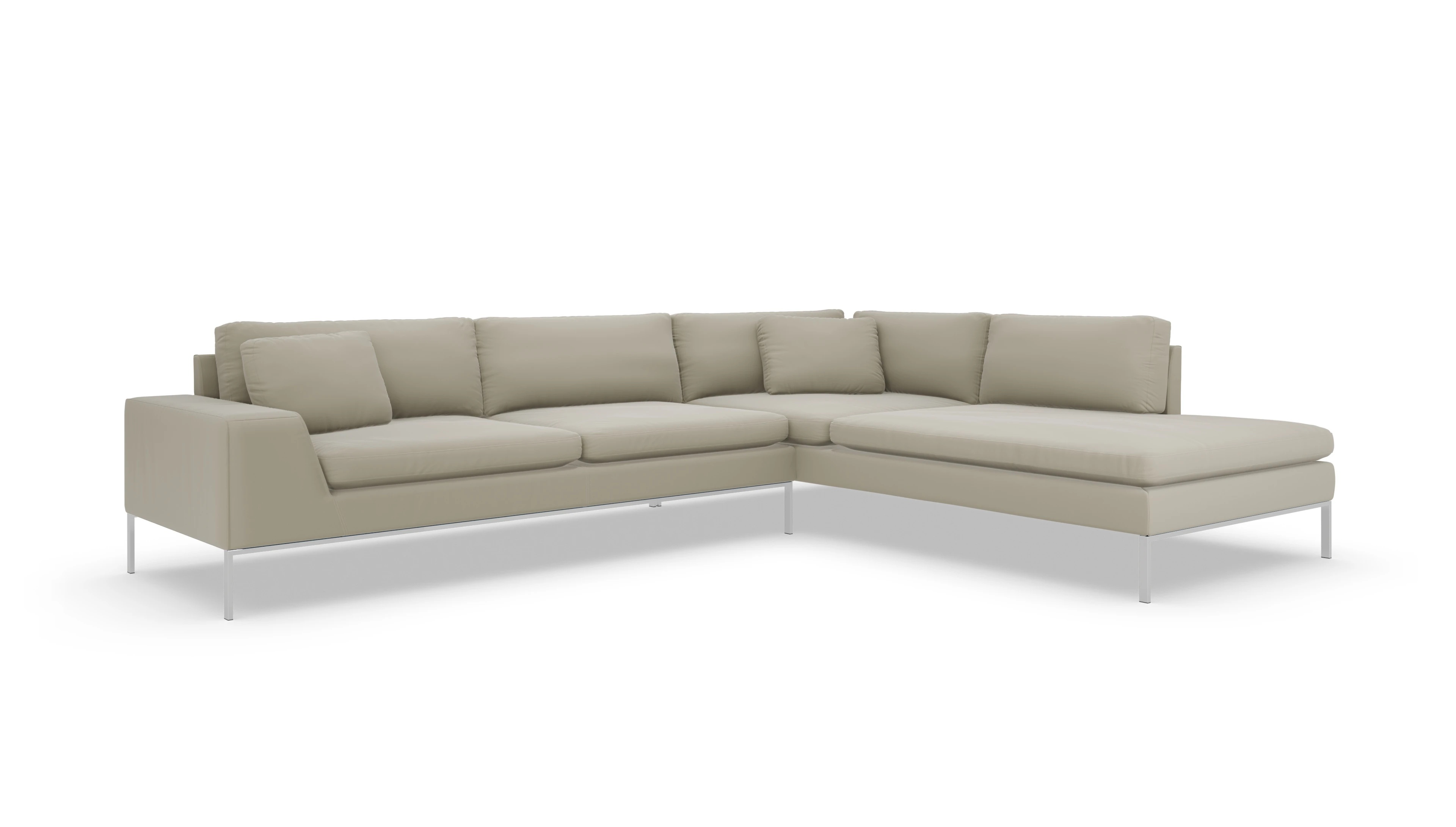 Ansicht des Produktes Helgesen Sofa mit Ottomane rechts in Leder beige