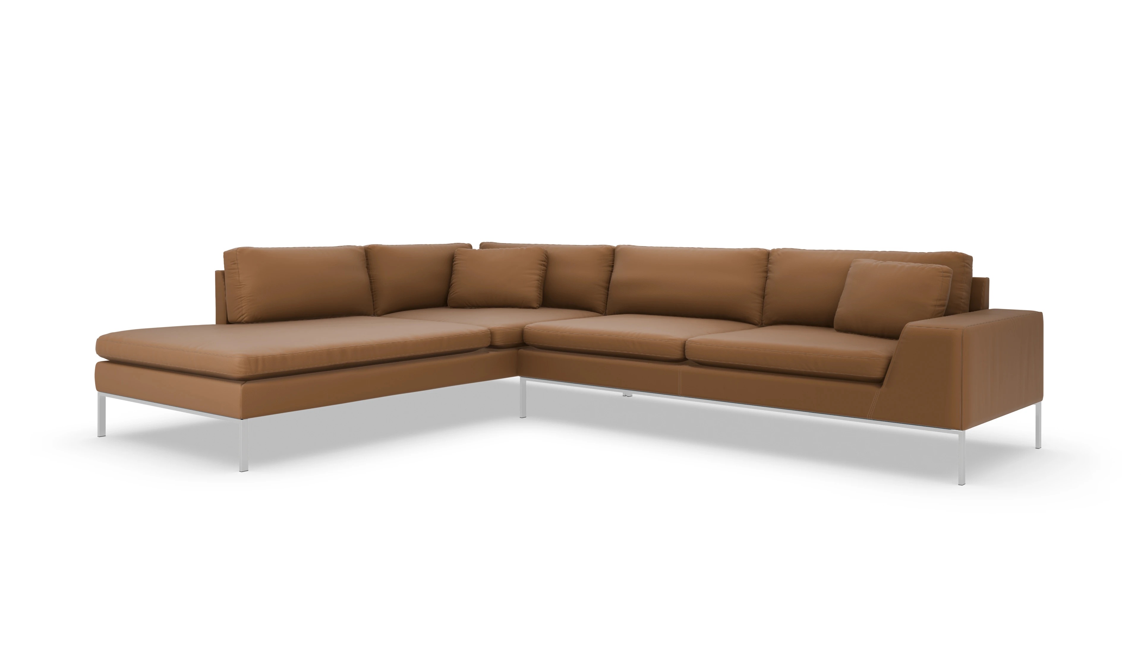 Ansicht des Produktes Helgesen Sofa mit Ottomane links in Leder braun