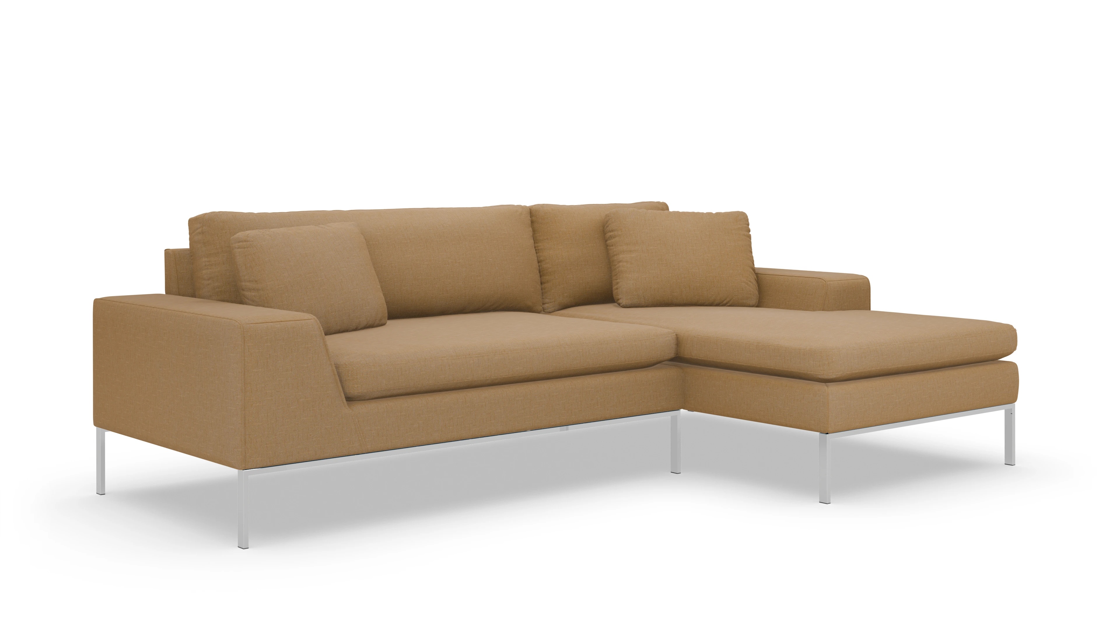Designer-Sofa Helgesen in Stoff Ansicht des Produktes Helgesen Sofa mit Rec rechts in Stoff braun