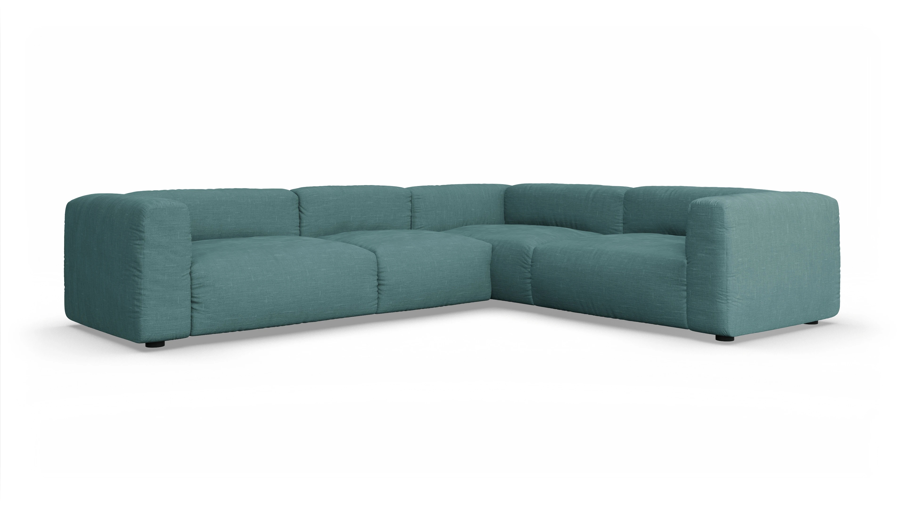 Design-Sofa Molin Ansicht des Produktes Molin Ecksofa Rechts in Stoff grün