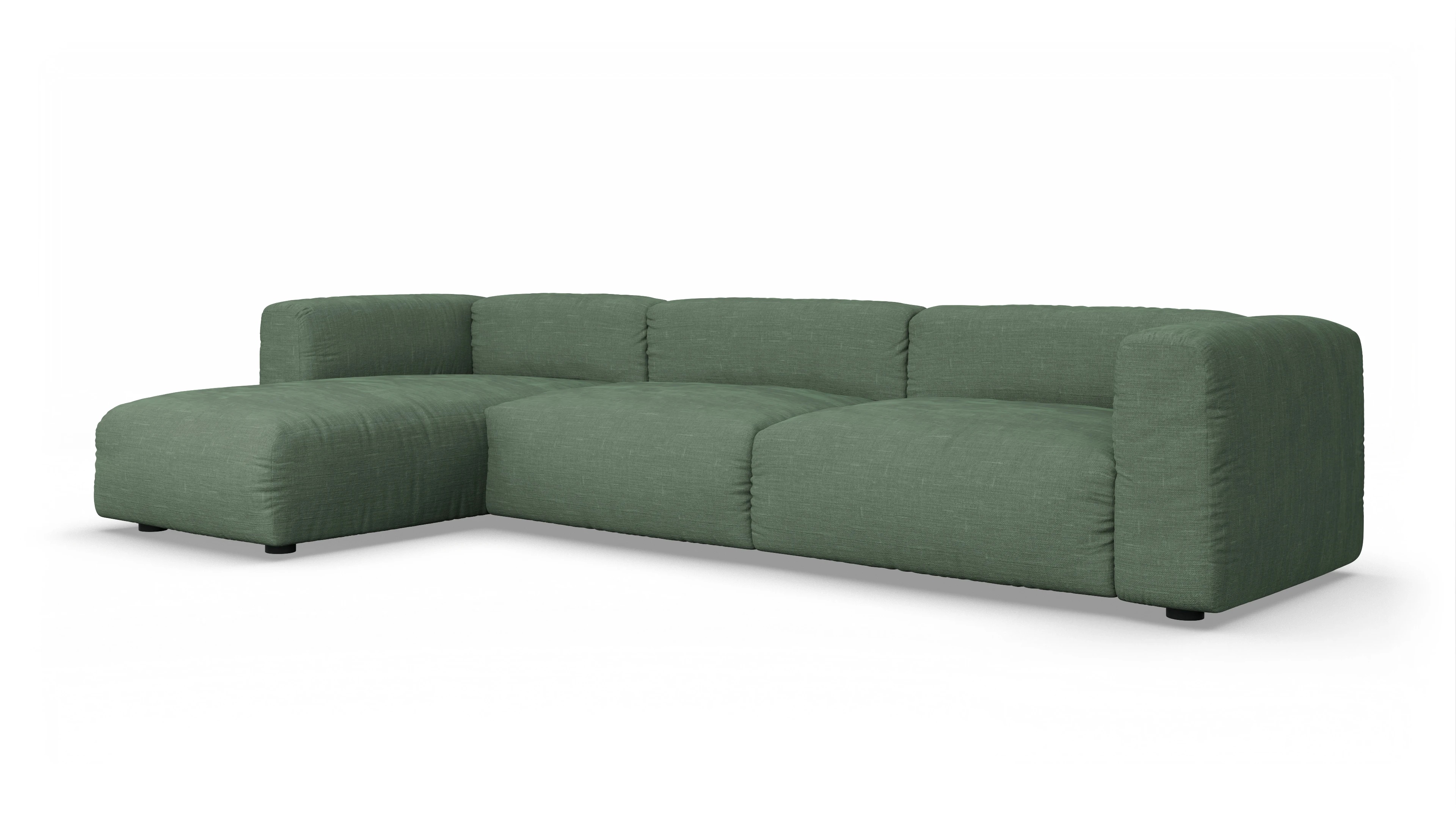 Ansicht des Produktes Molin Sofa mit Rec links in Stoff grün