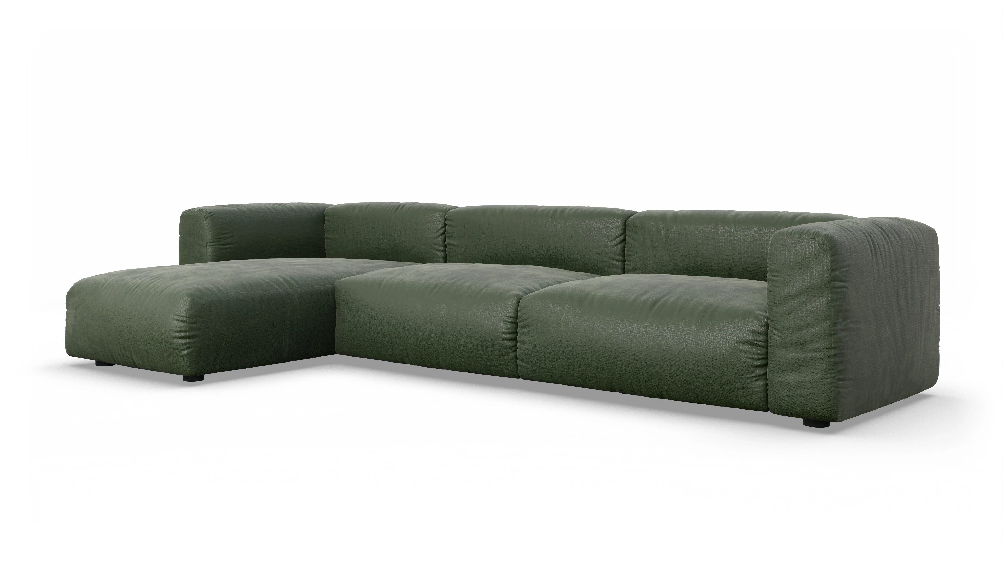 Design-Sofa Molin Ansicht des Produktes Molin Sofa mit Rec links in Stoff grün