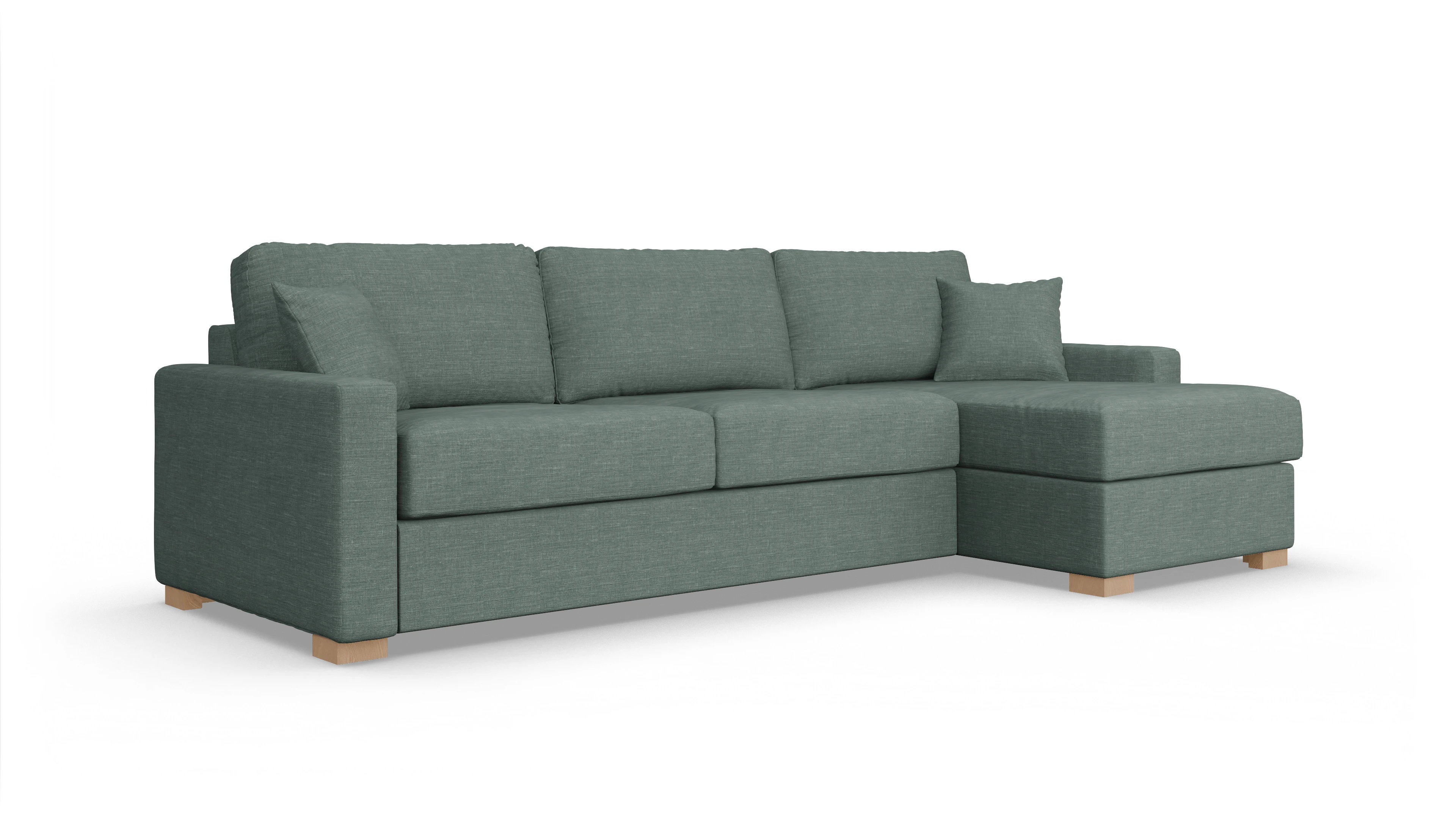 Ansicht des Produktes Christensen Sofa mit Rec rechts in Stoff grün