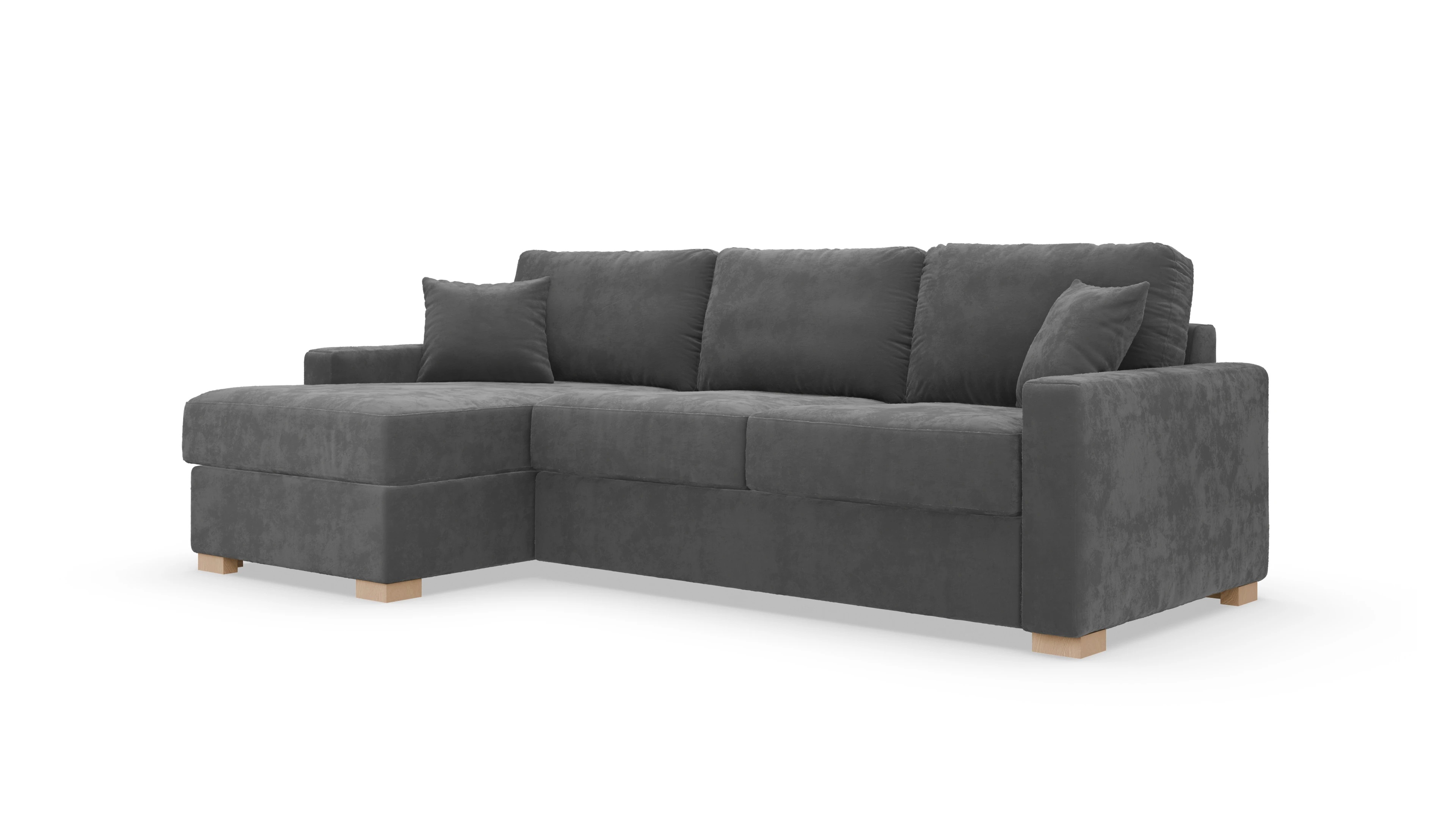 Schlafsofa Christensen Ansicht des Produktes Christensen Sofa mit Rec links in Samt grau