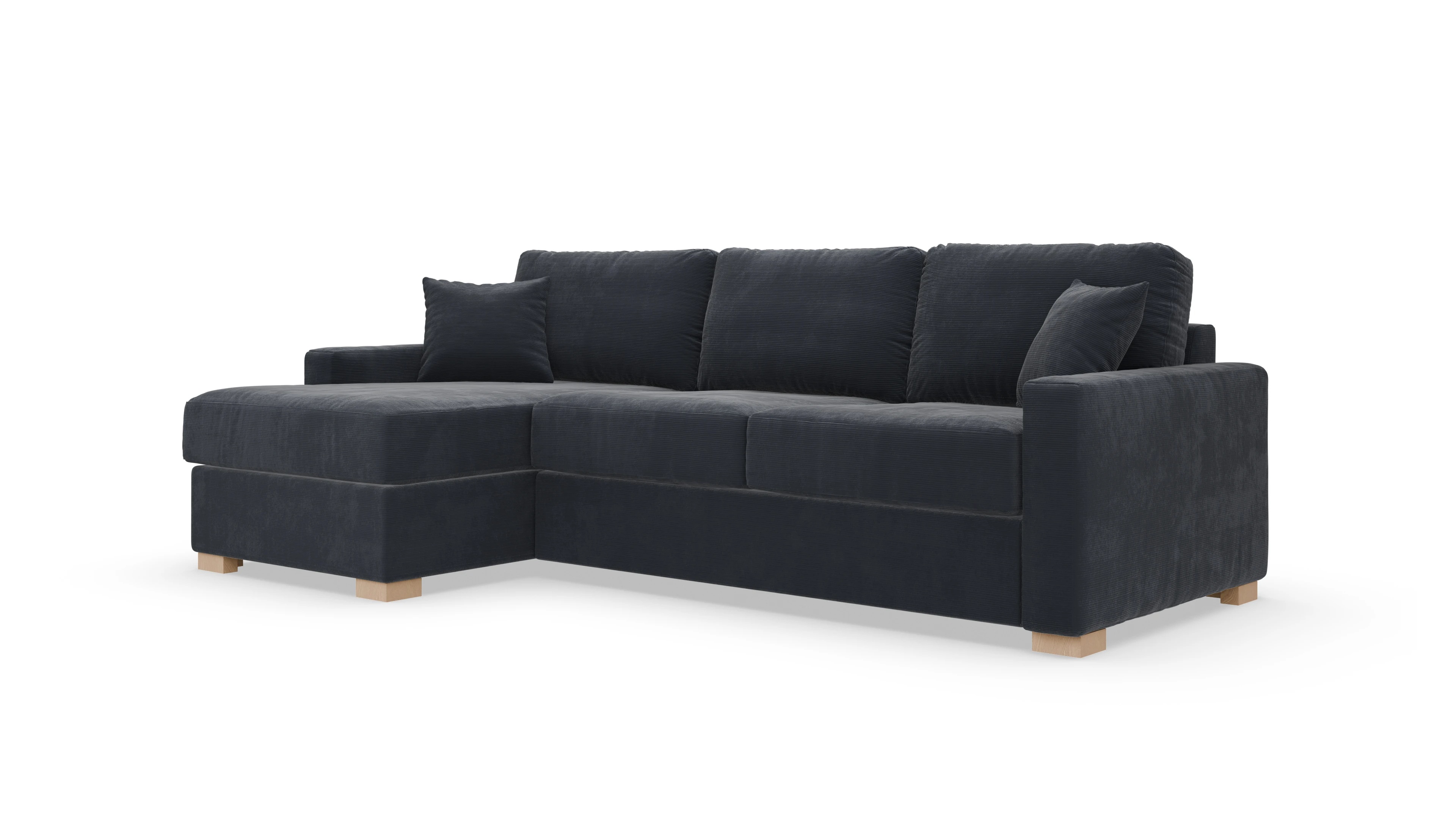 Schlafsofa Christensen Ansicht des Produktes Christensen Sofa mit Rec links in Cord blau