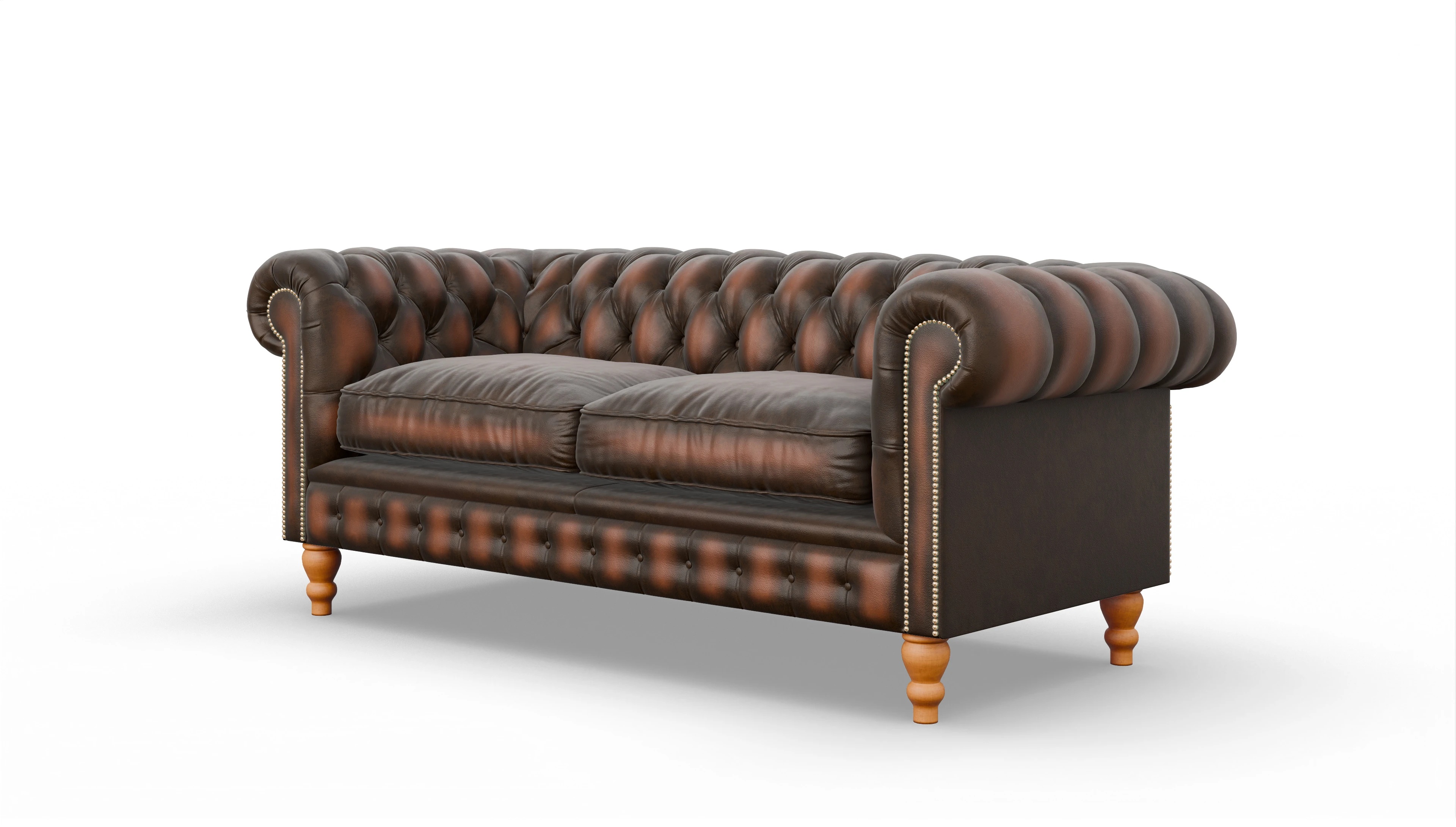Chesterfield Sofa Russel Ansicht des Produktes Russel 3-Sitzer in Leder braun