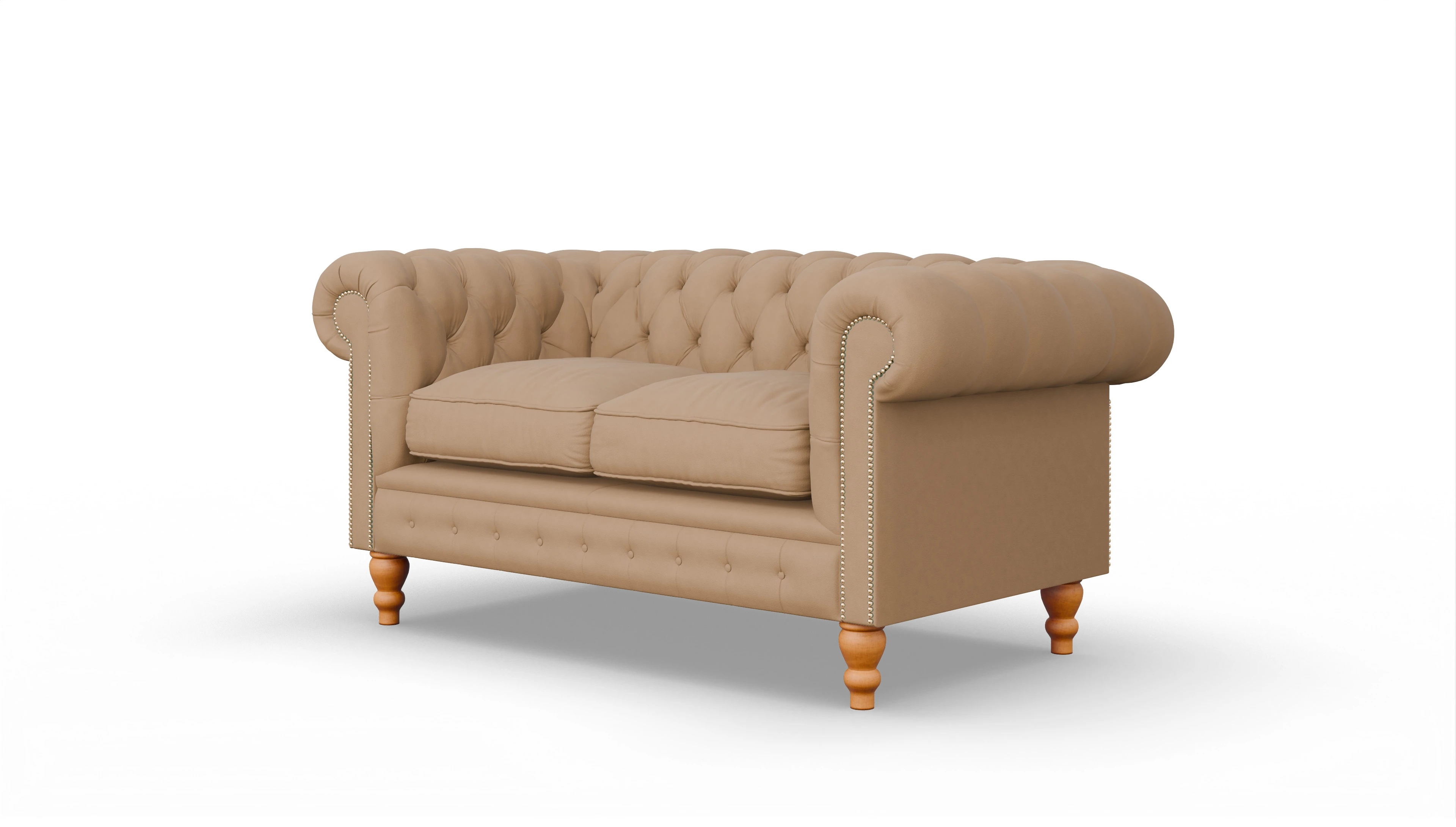 Chesterfield Sofa Russel Ansicht des Produktes Russel 2-Sitzer in Leder braun