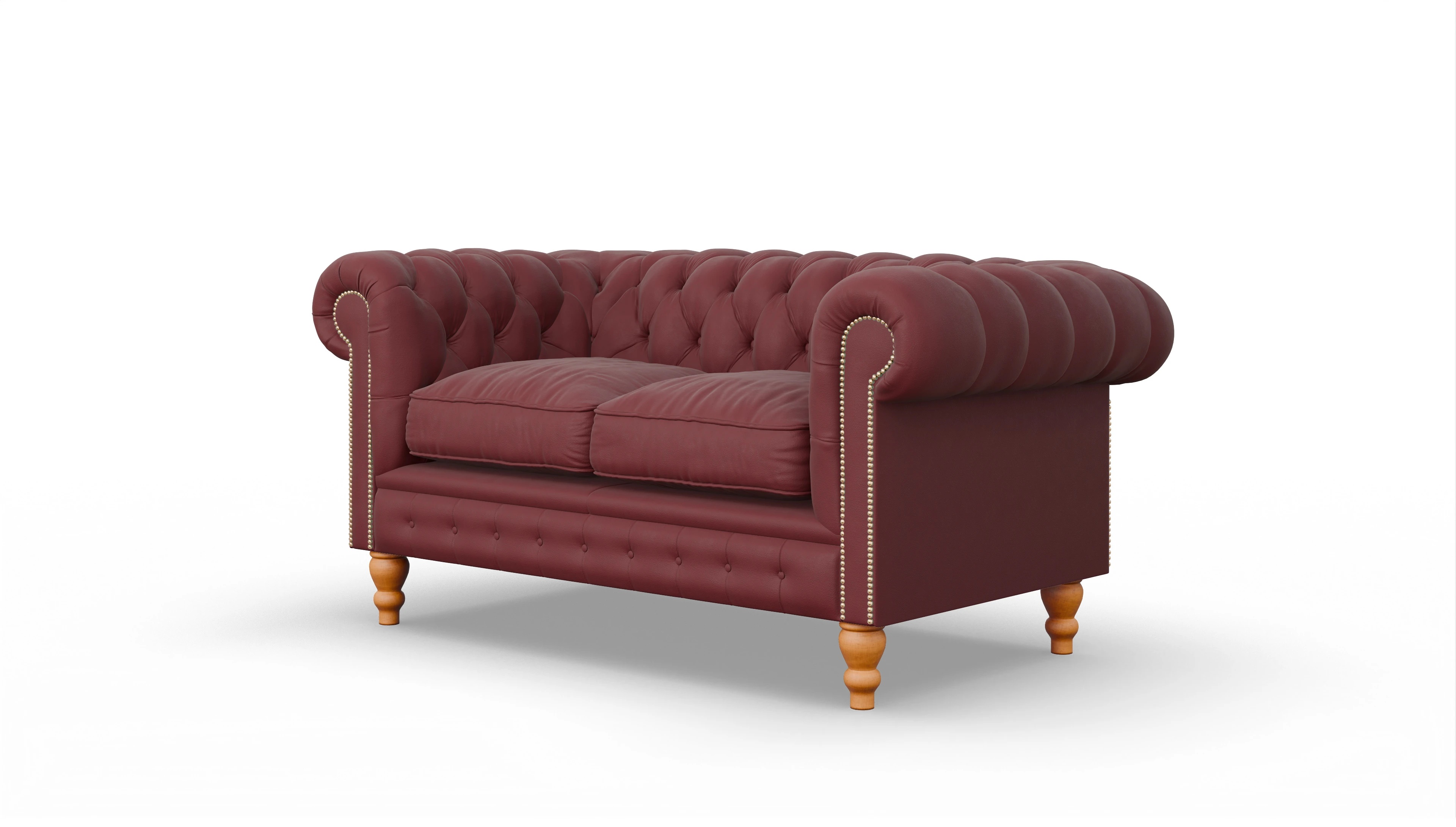 Chesterfield Sofa Russel Ansicht des Produktes Russel 2-Sitzer in Leder rot