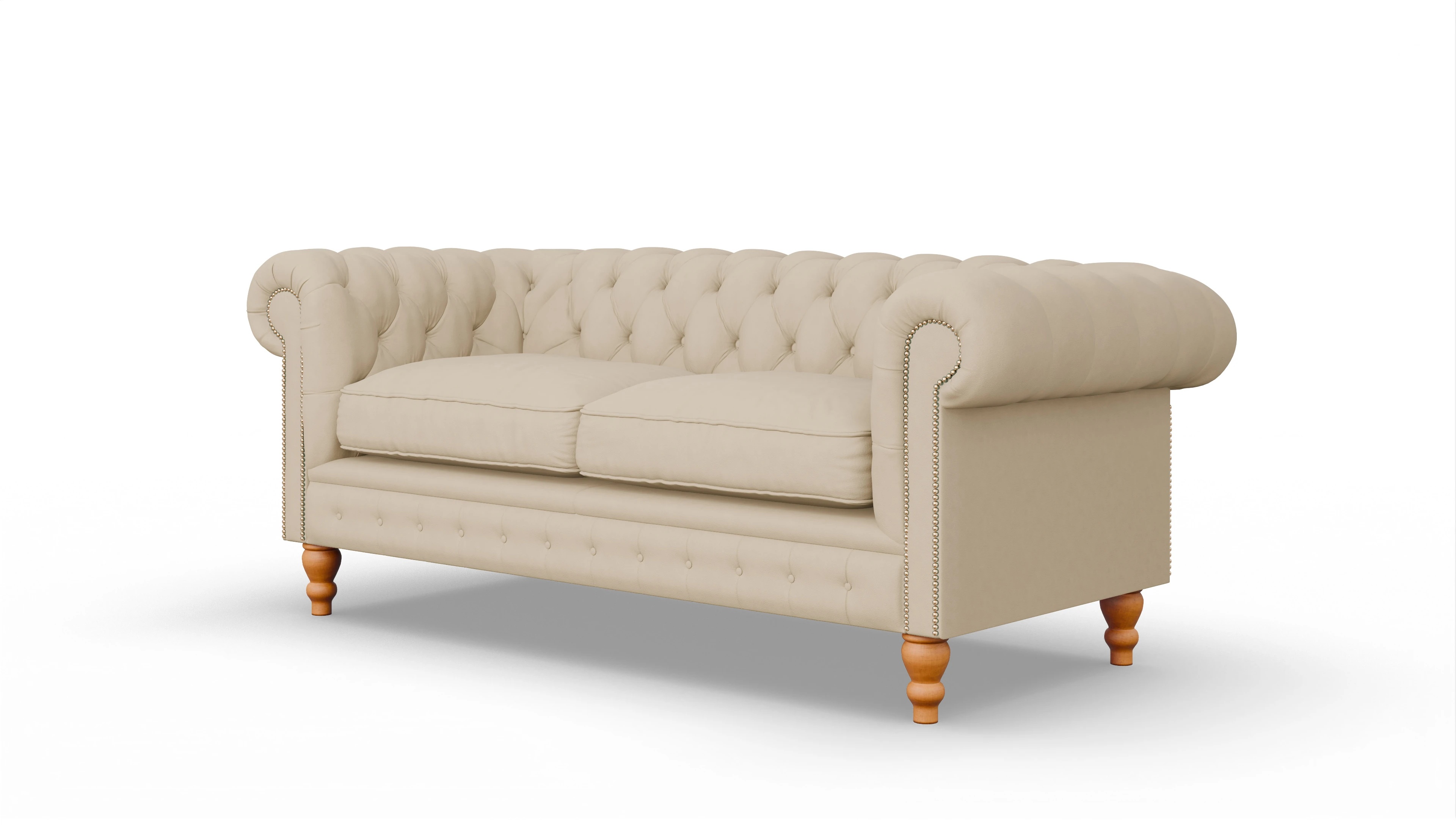 Chesterfield Sofa Russel Ansicht des Produktes Russel 3-Sitzer in Leder beige