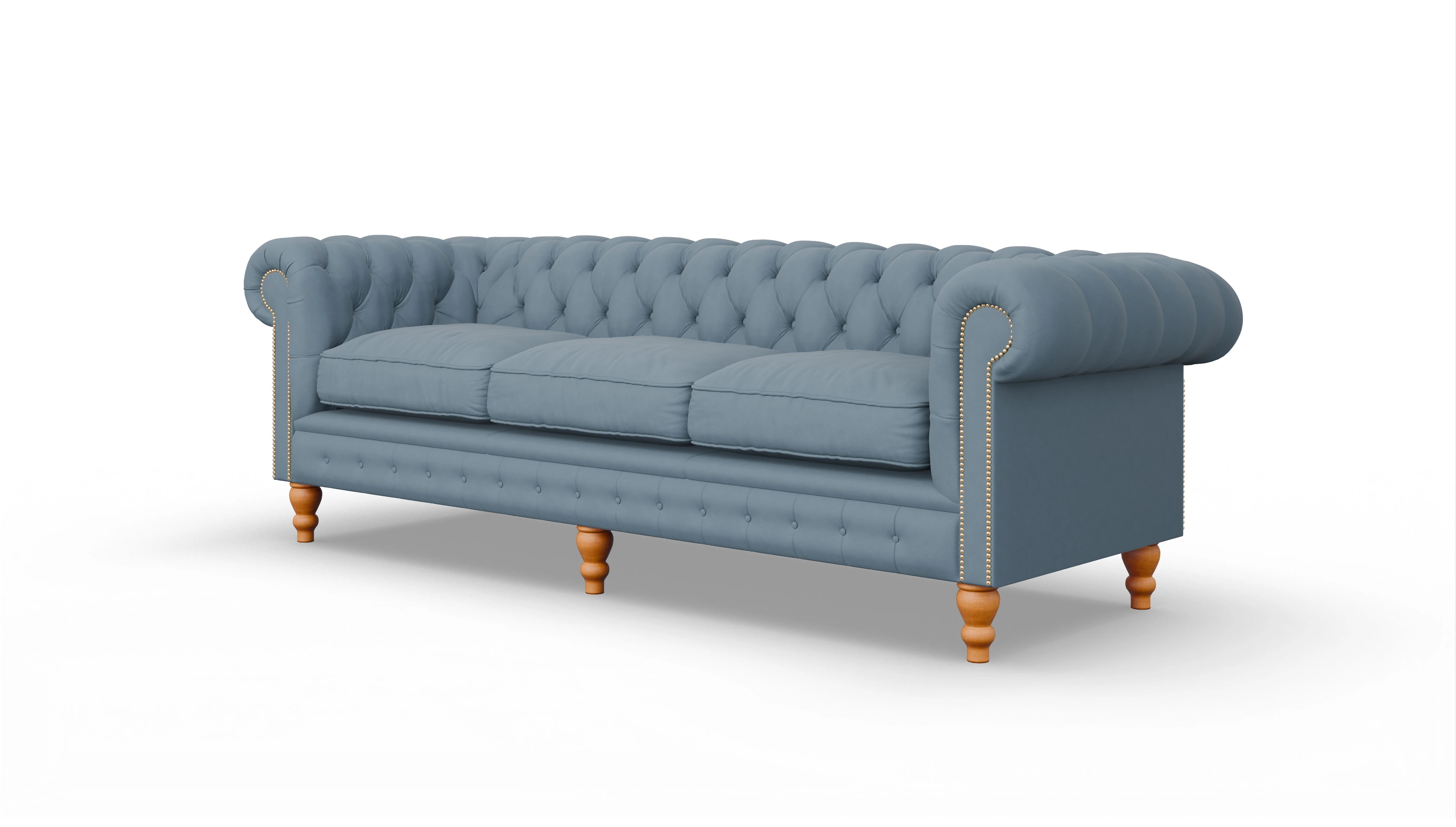 Chesterfield Sofa Russel Ansicht des Produktes Russel 4-Sitzer in Leder blau
