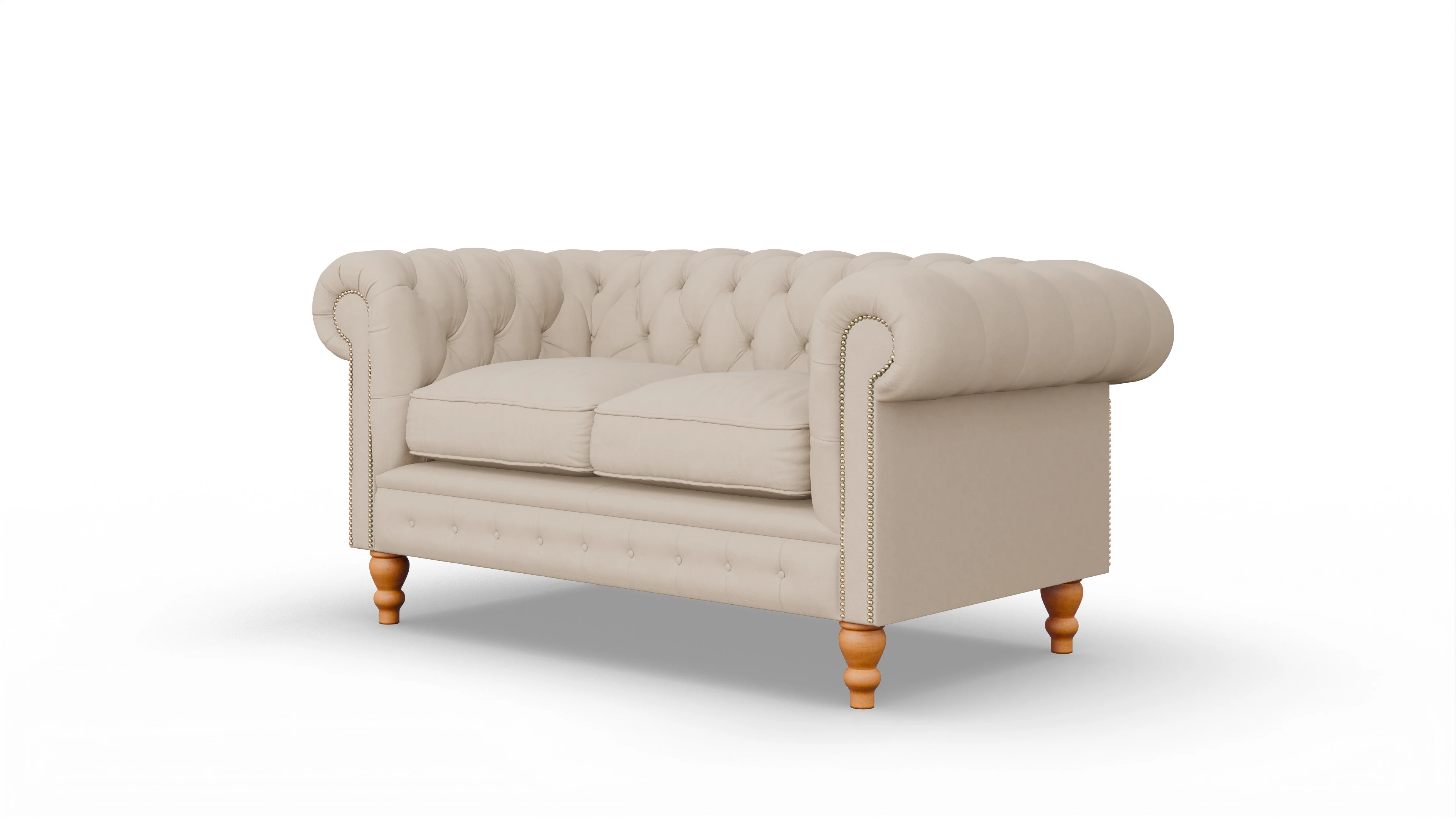 Chesterfield Sofa Russel Ansicht des Produktes Russel 2-Sitzer in Leder beige