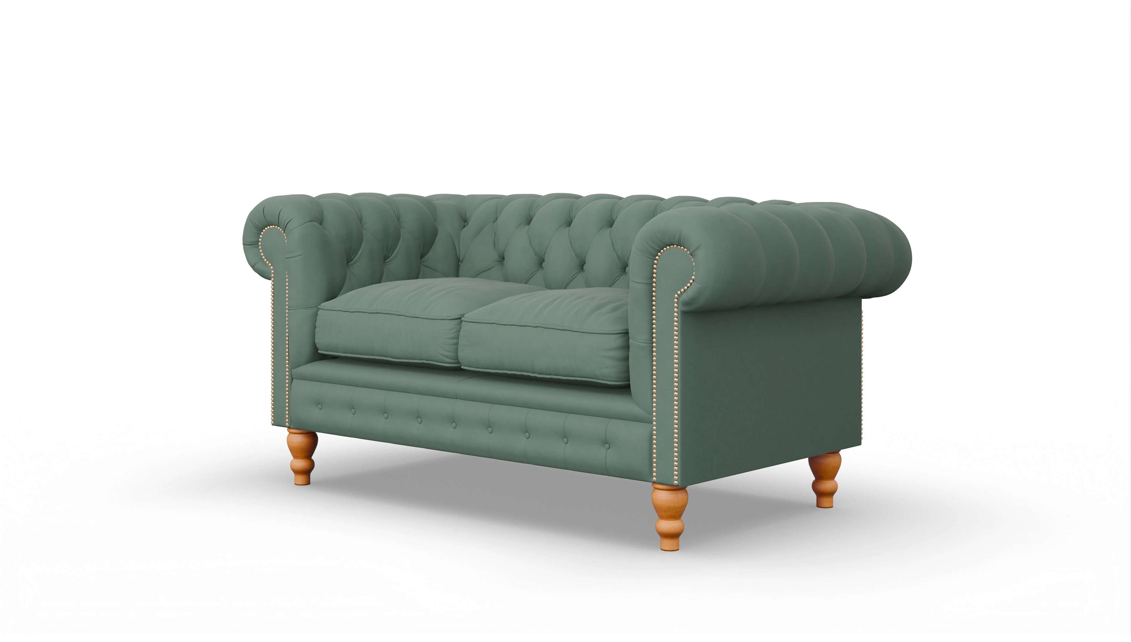 Chesterfield Sofa Russel Ansicht des Produktes Russel 2-Sitzer in Leder grün