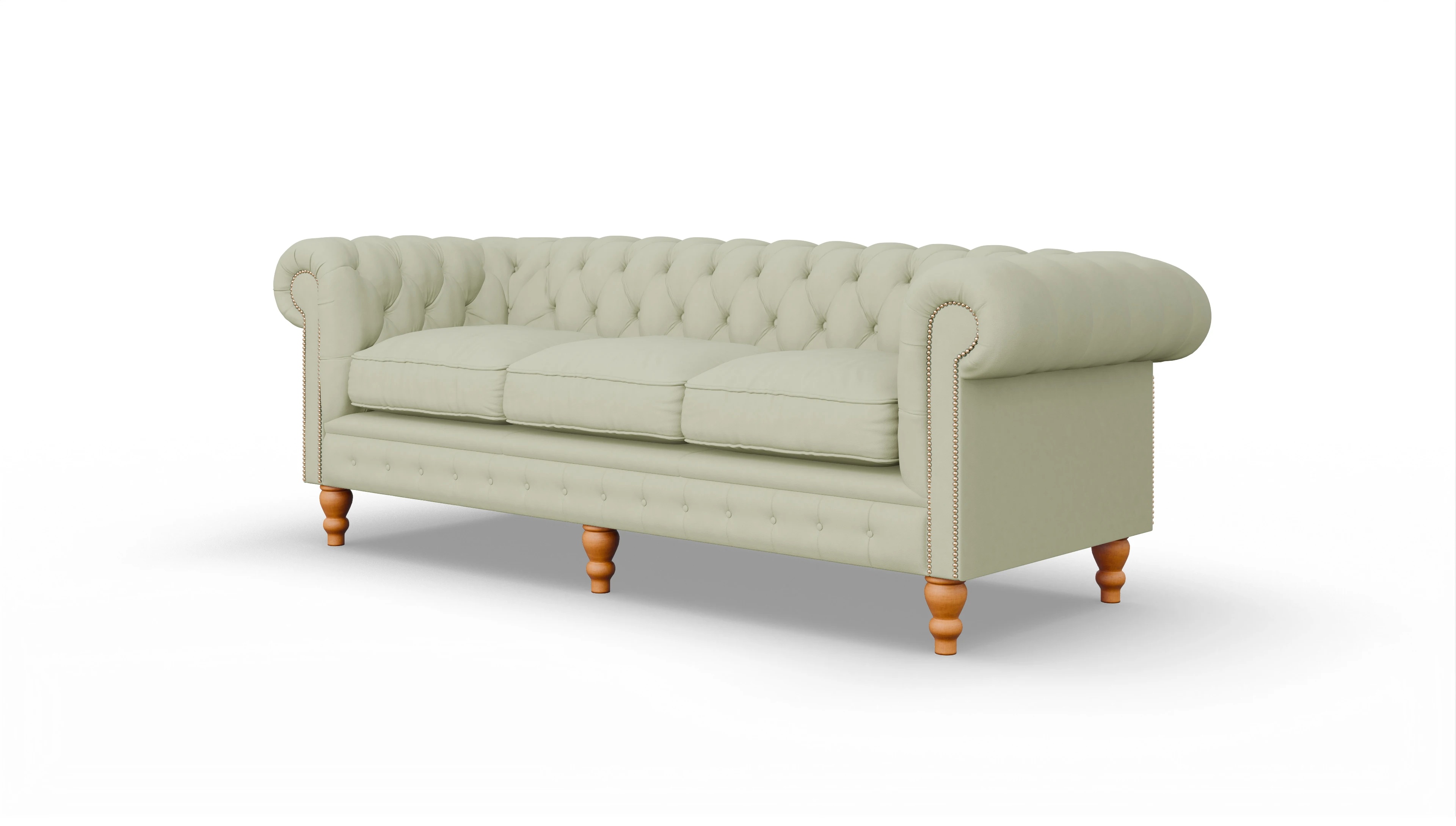 Chesterfield Sofa Russel Ansicht des Produktes Russel 3,5-Sitzer in Leder grau