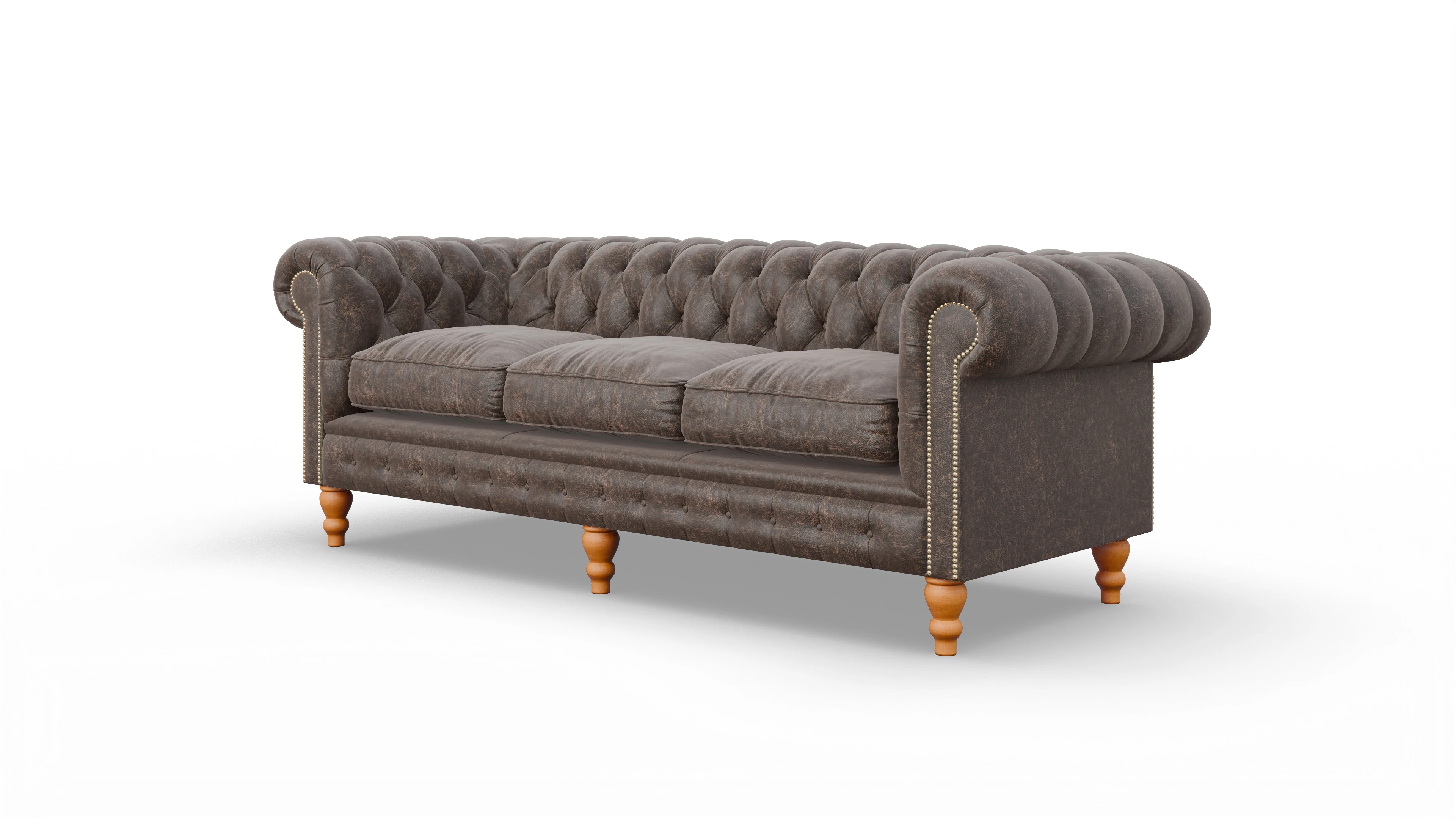 Chesterfield Sofa Russel Ansicht des Produktes Russel 3,5-Sitzer in Leder braun