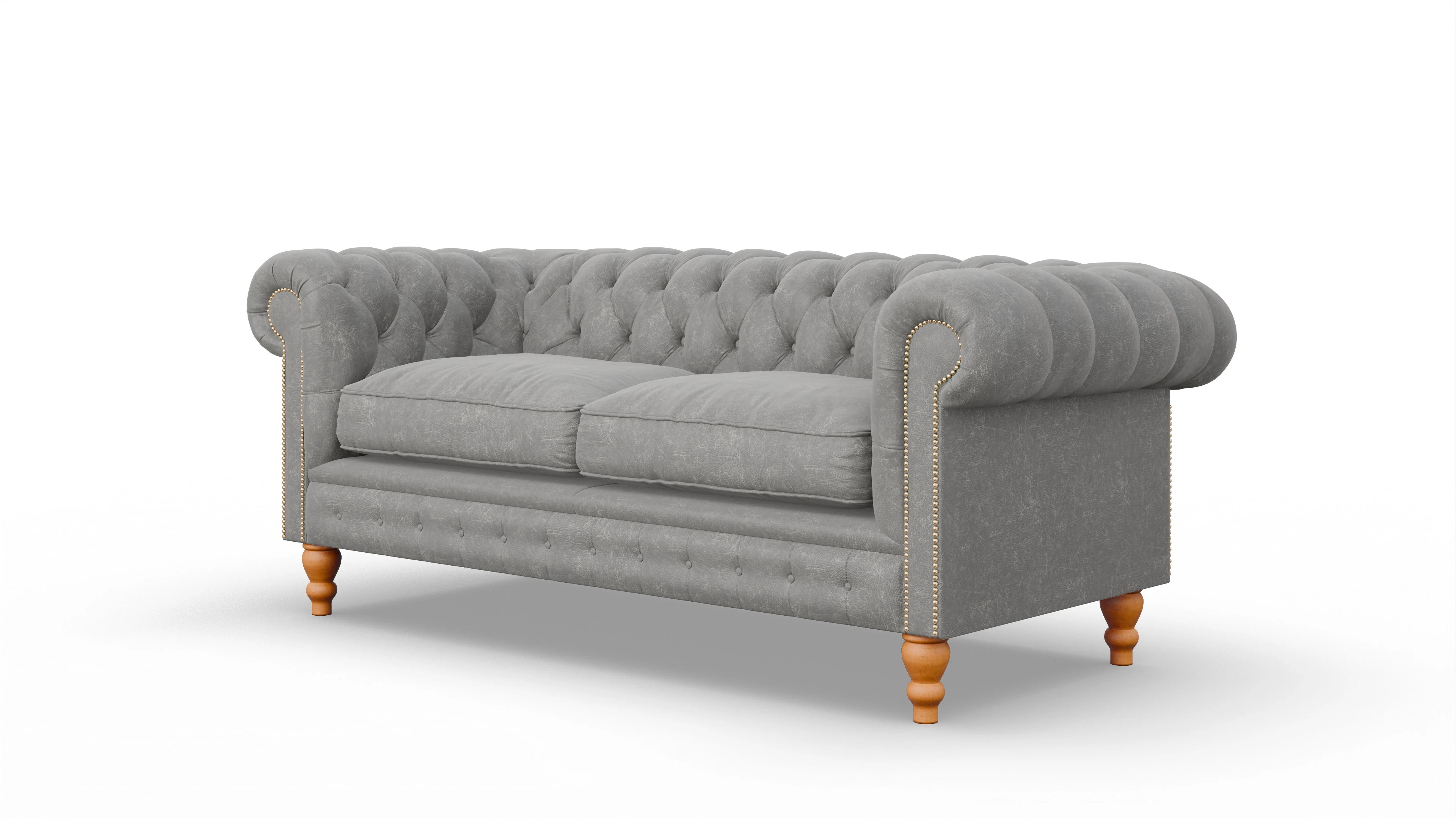 Chesterfield Sofa Russel Ansicht des Produktes Russel 3-Sitzer in Leder grau