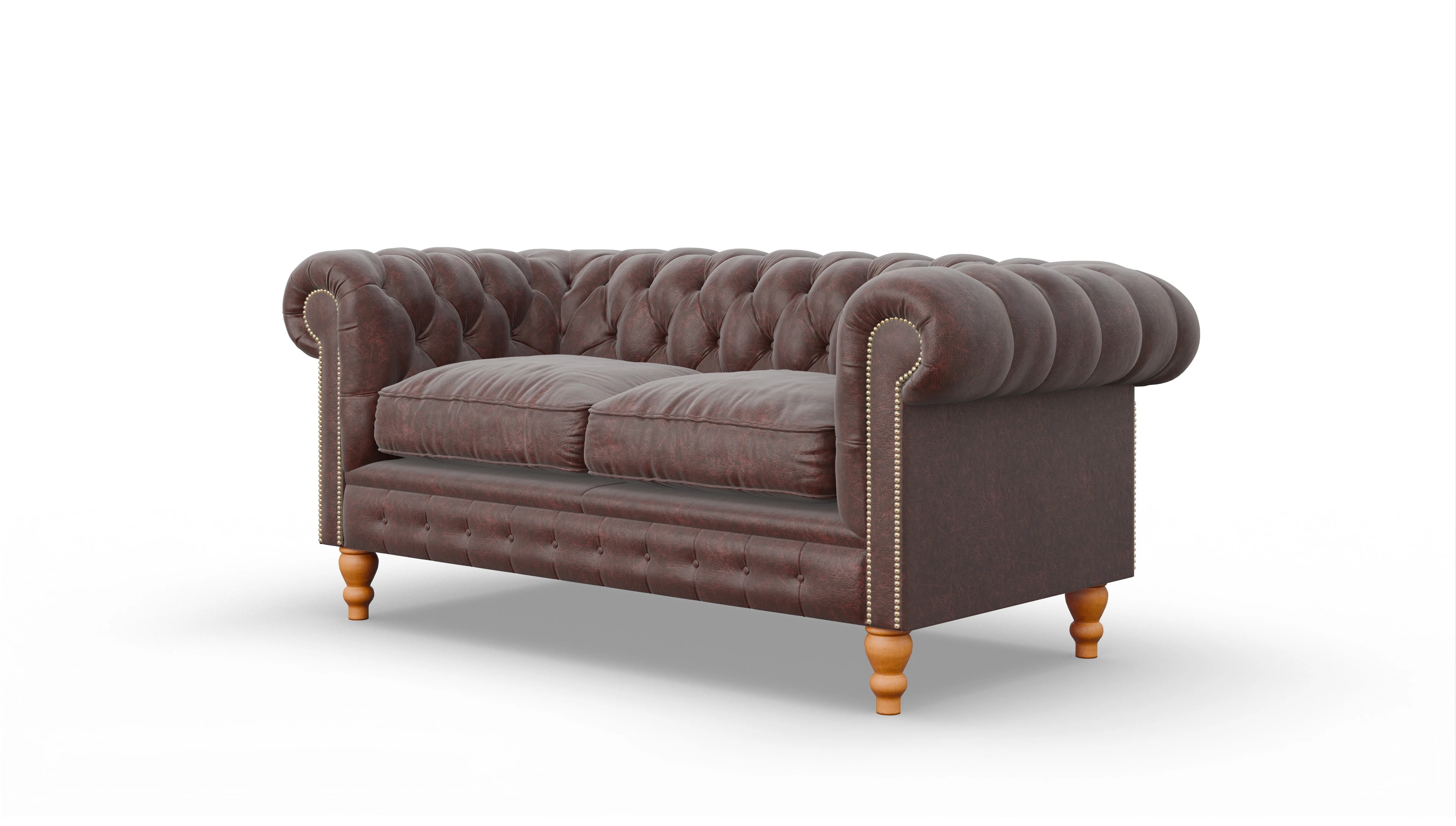 Chesterfield Sofa Russel Ansicht des Produktes Russel 2,5-Sitzer in Leder rot