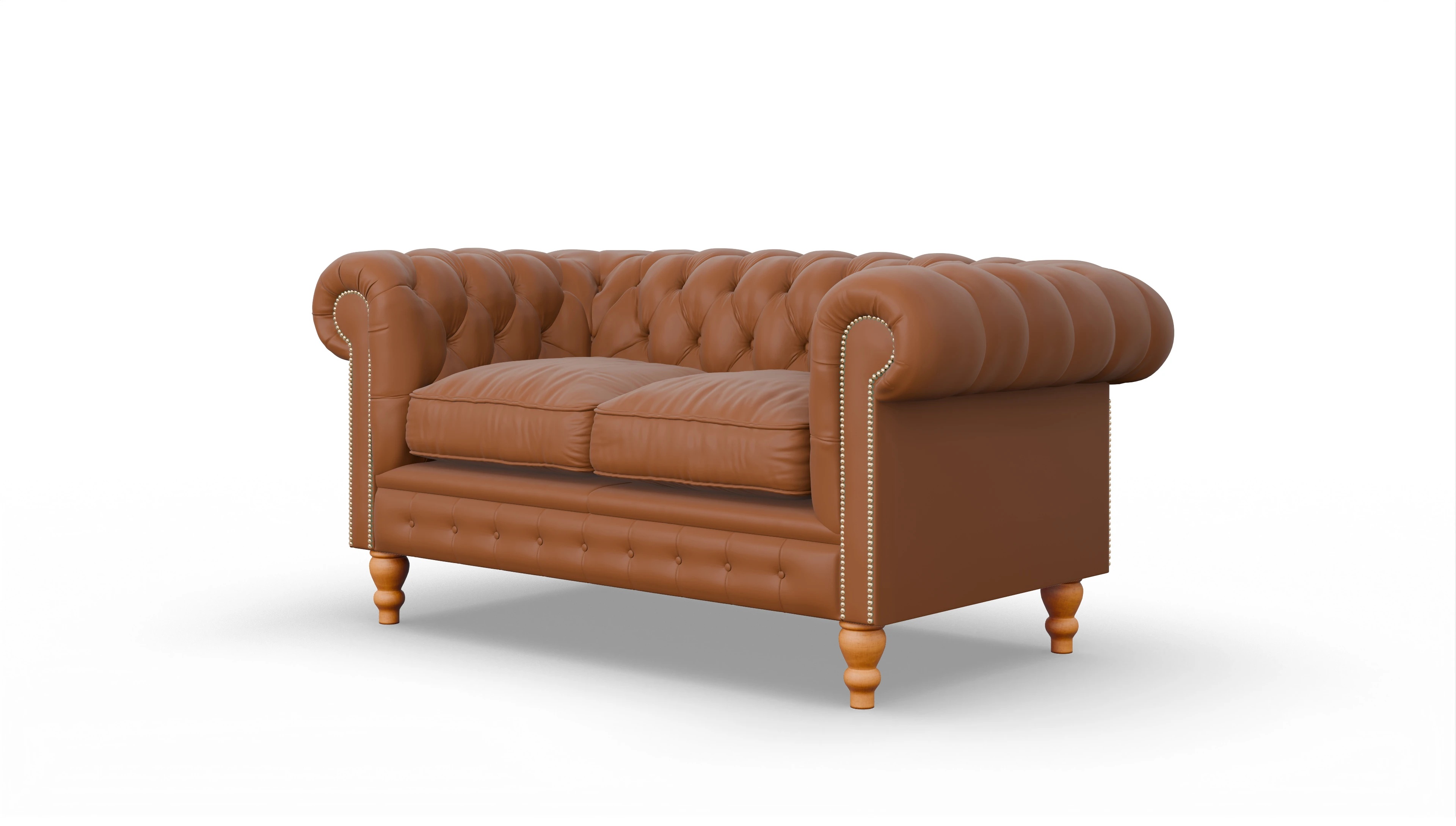 Chesterfield Sofa Russel Ansicht des Produktes Russel 2-Sitzer in Leder braun