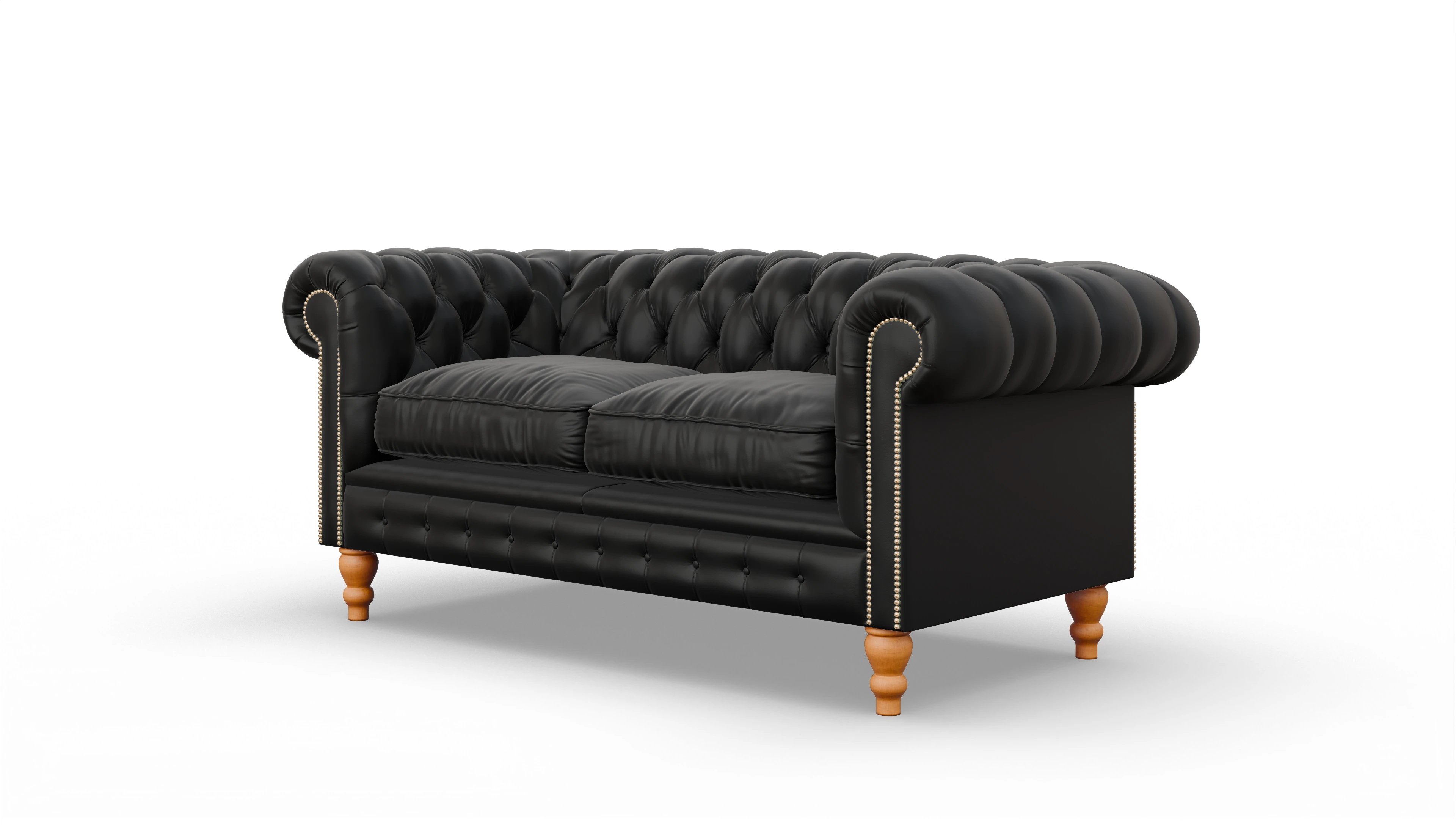 Chesterfield Sofa Russel Ansicht des Produktes Russel 2,5-Sitzer in Leder schwarz