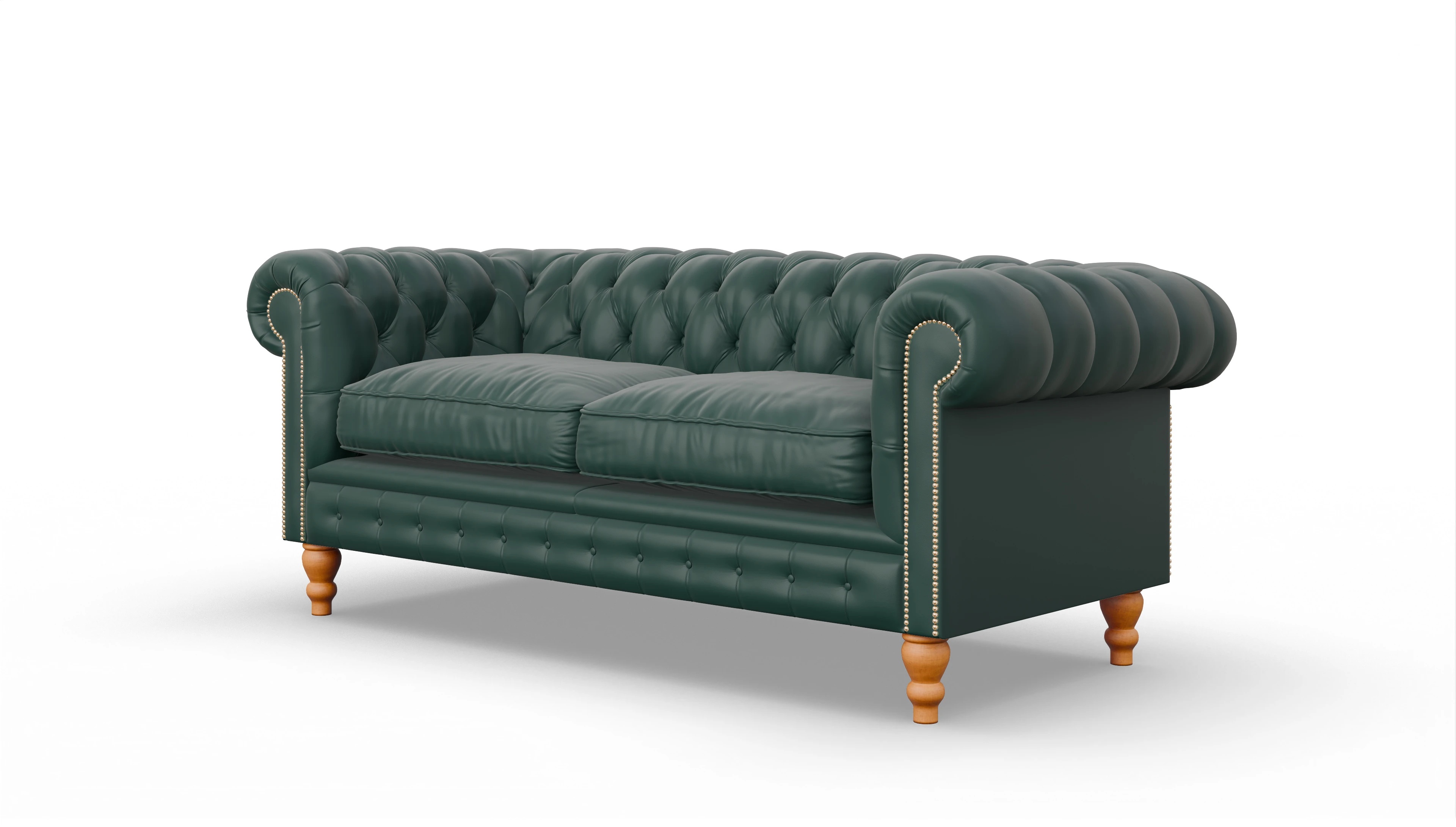 Chesterfield Sofa Russel Ansicht des Produktes Russel 3-Sitzer in Leder grün
