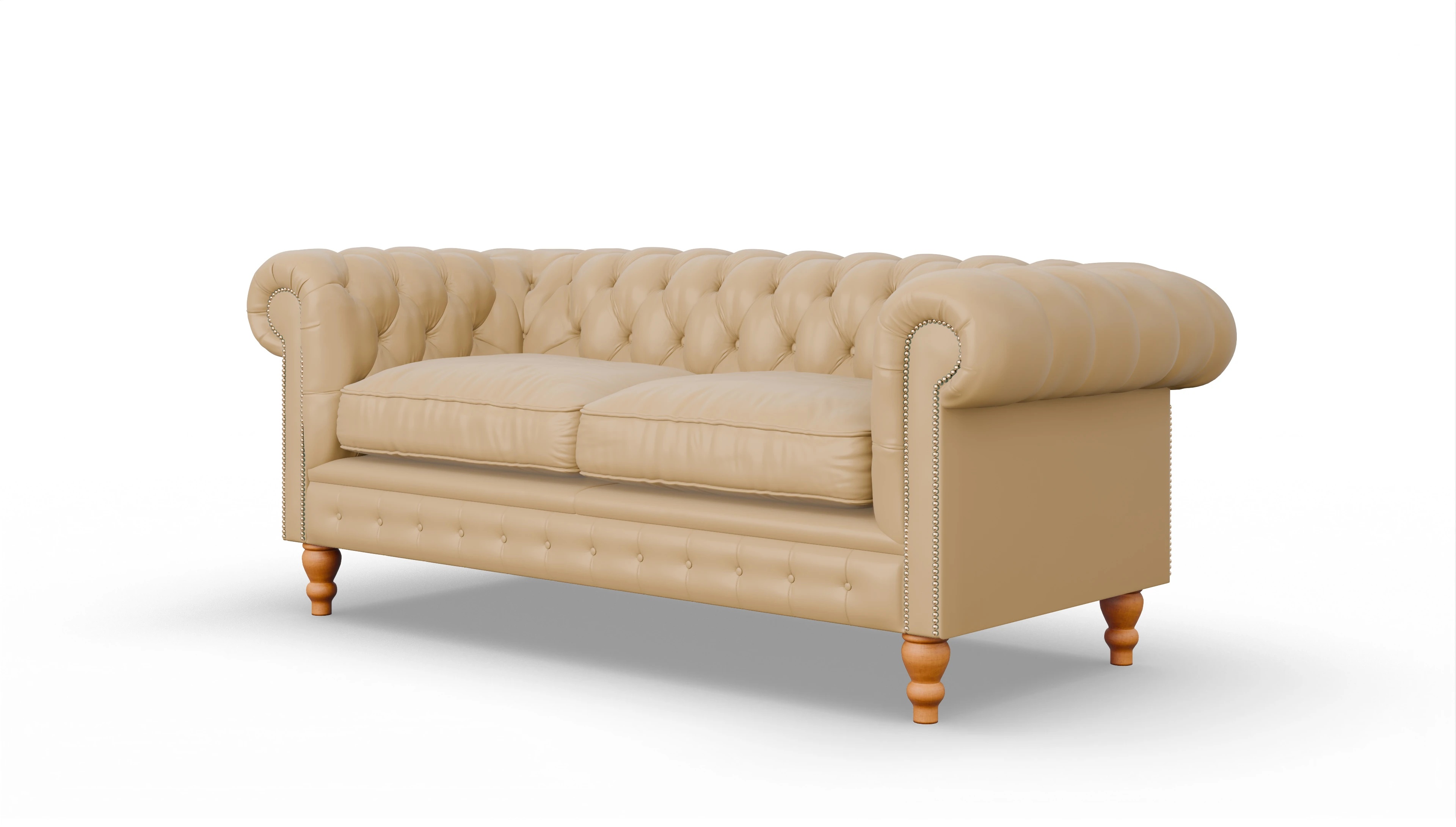 Chesterfield Sofa Russel Ansicht des Produktes Russel 3-Sitzer in Leder beige