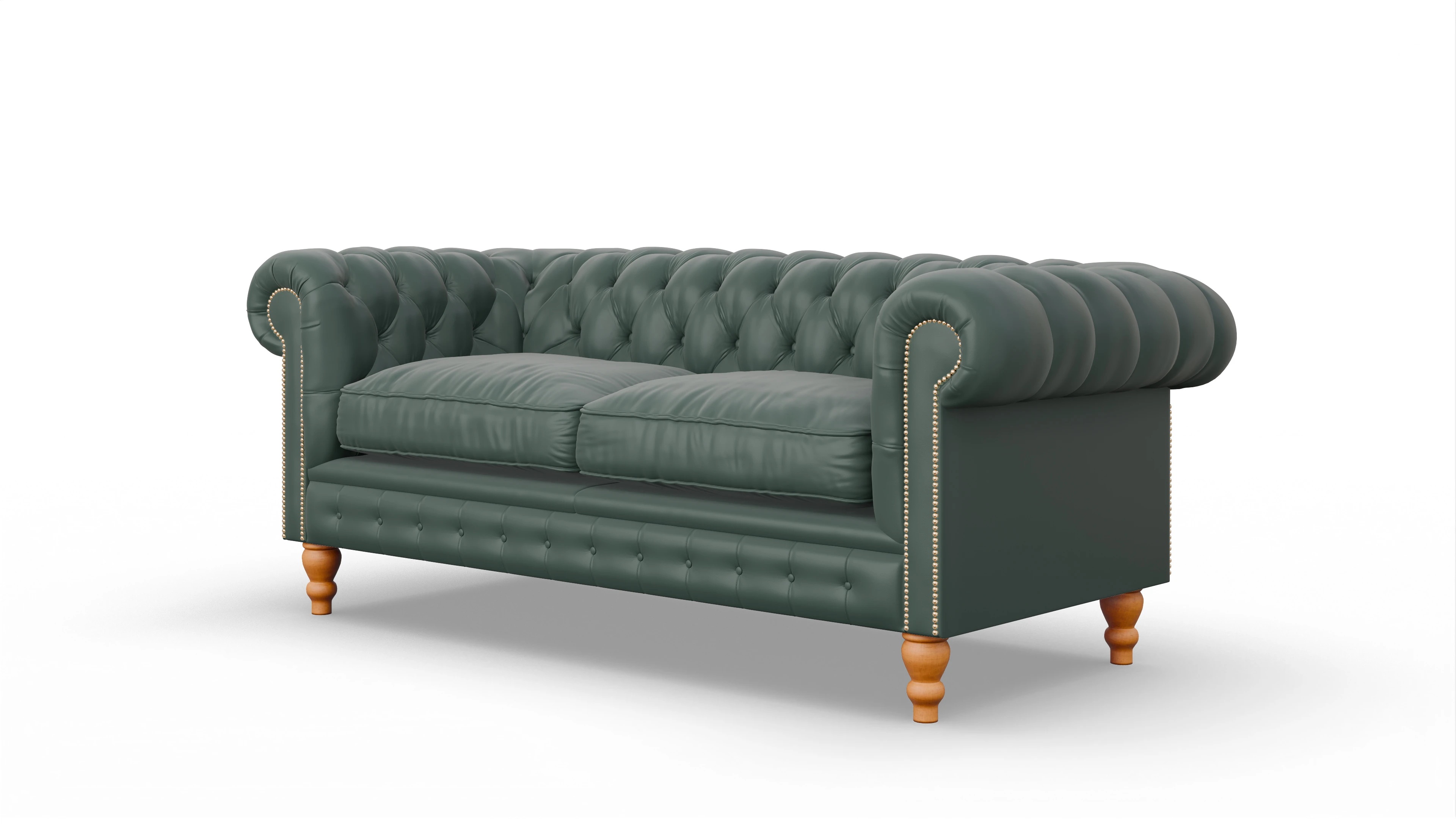 Chesterfield Sofa Russel Ansicht des Produktes Russel 3-Sitzer in Leder grün
