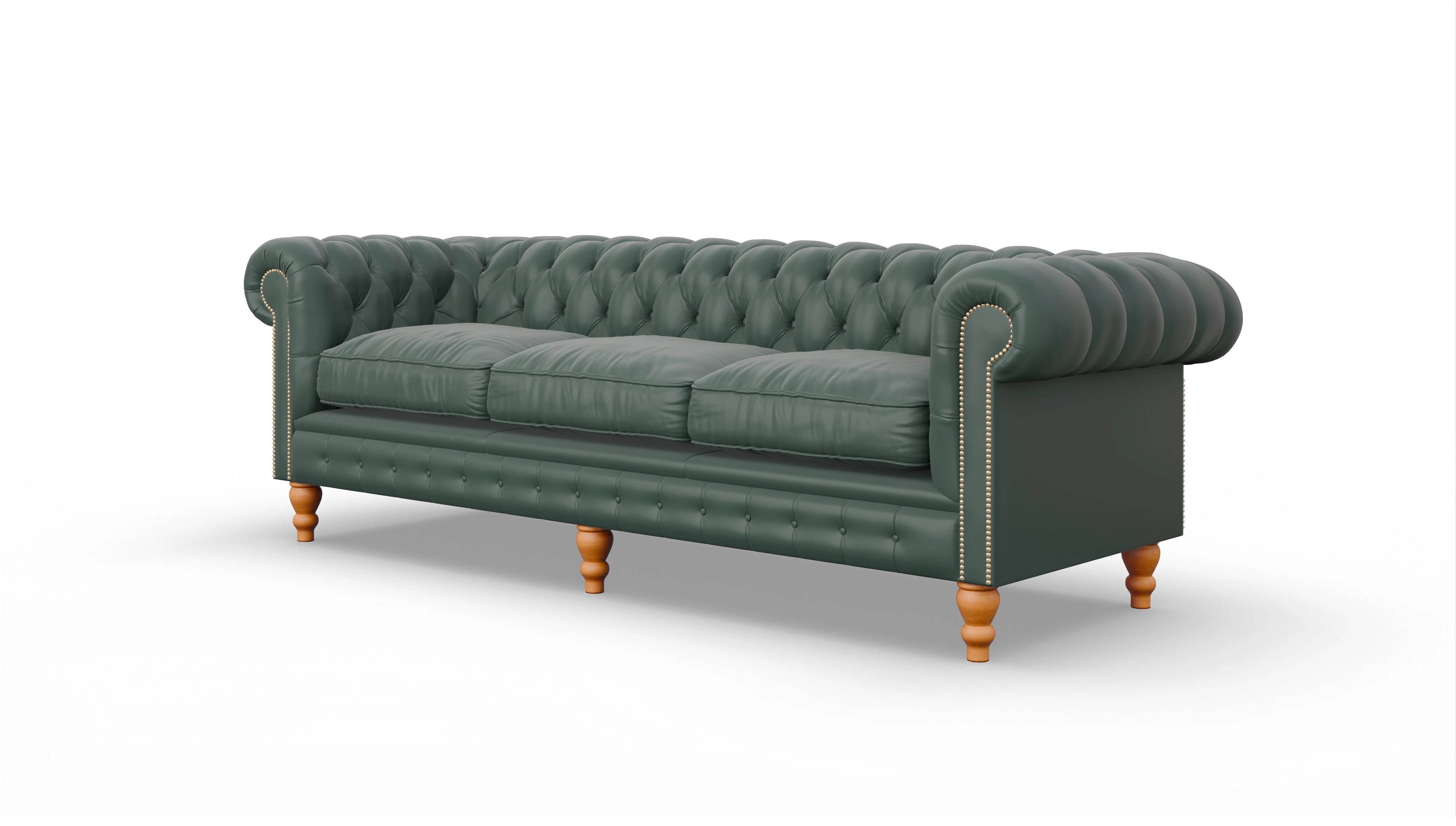 Chesterfield Sofa Russel Ansicht des Produktes Russel 4-Sitzer in Leder grün
